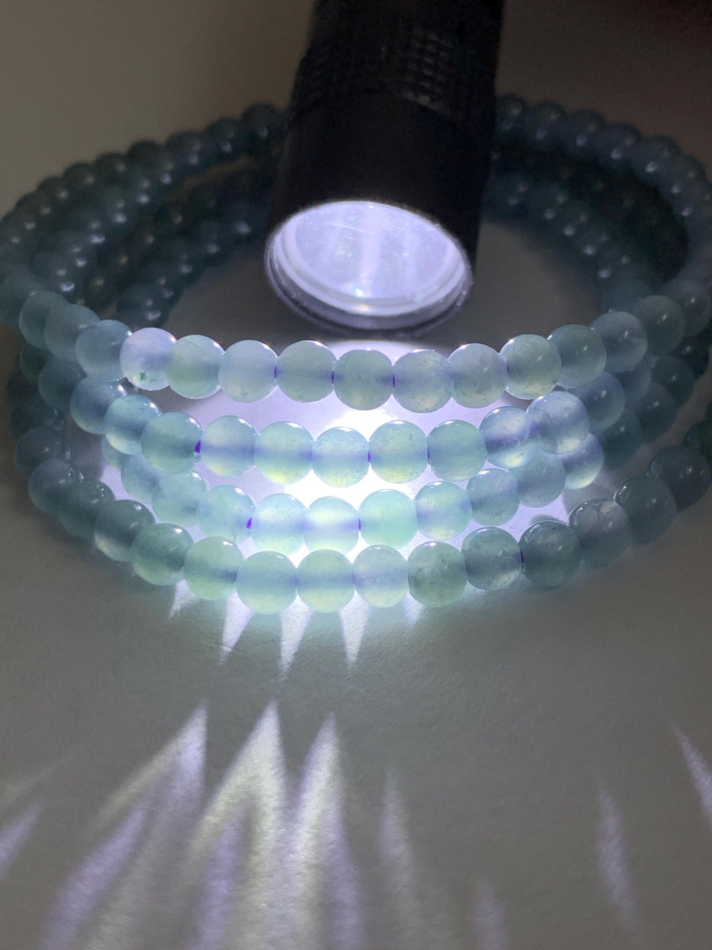 Grade A Natural Guatemalan Icy Translucent Light Dusty Blue Jade Jadeite Petite Beads Beaded Necklace 3.8mm 22.75” 16g 天然冰危浅灰蓝翡翠小圆珠项链 WXC110