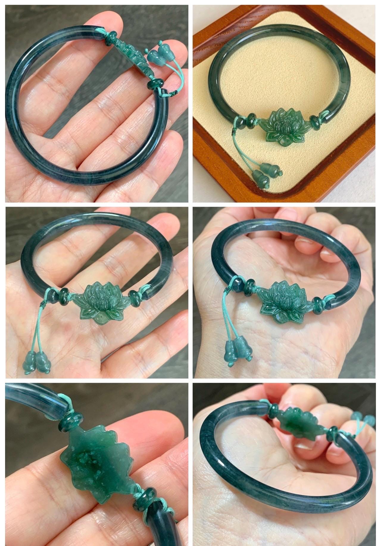 Certified Natural Grade A Guatemalan Icy Highly Translucent Dark Aegean Blue Jade Jadeite Bangle Bracelet 53.8mm 6.65” 17g 天然冰胶危牛仔蓝翡翠开口手镯605