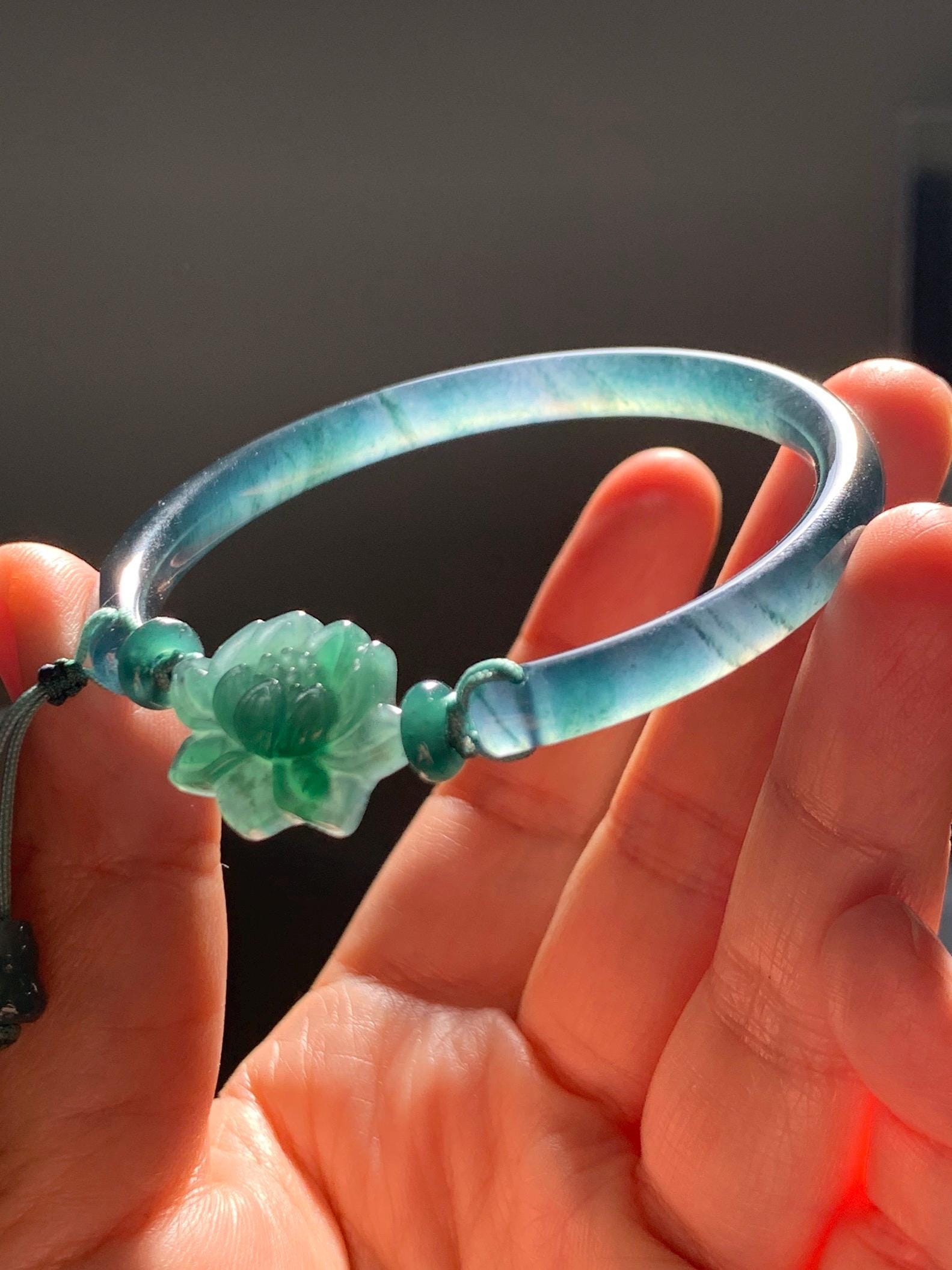 Certified Natural Grade A Guatemalan Icy Highly Translucent Dark Aegean Blue Jade Jadeite Bangle Bracelet 53.8mm 6.65” 17g 天然冰胶危牛仔蓝翡翠开口手镯605