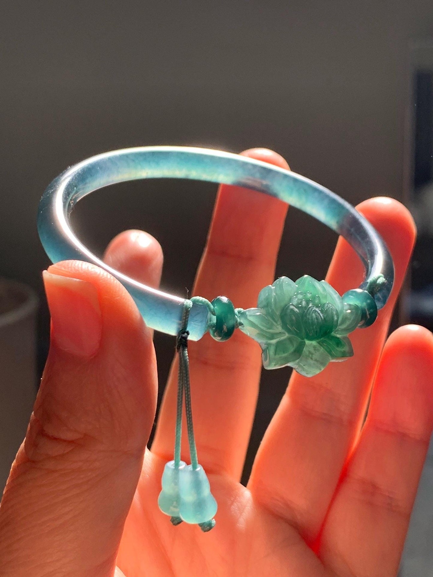 Certified Natural Grade A Guatemalan Icy Highly Translucent Dark Aegean Blue Jade Jadeite Bangle Bracelet 53.8mm 6.65” 17g 天然冰胶危牛仔蓝翡翠开口手镯605