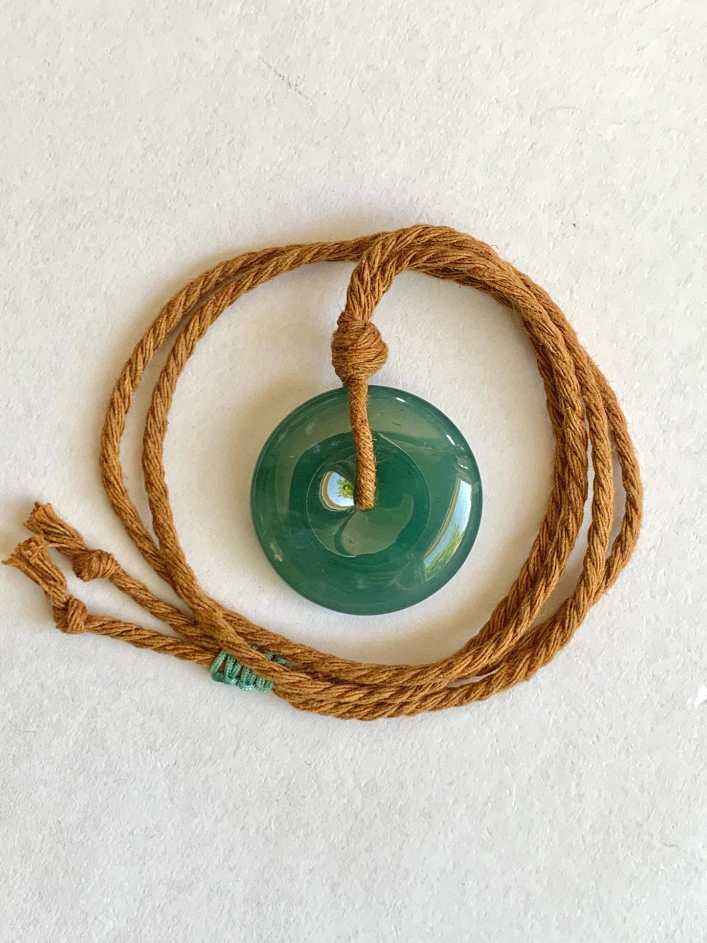 Natural Grade A Guatemalan Icy Translucent Dark Teal Blue Jade Jadeite Ping An Kou Donut Pendant Rope Necklace 25" 天然冰胶危深蓝绿翡翠平安扣吊坠 WSB660A