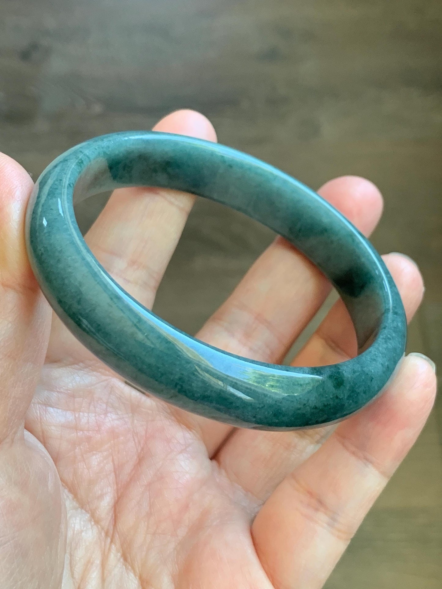 Certified Natural Grade A Guatemalan Icy Translucent Dusty Blue Jade Jadeite Wide Bangle Bracelet 60.7mm 7.5" 48.7g 天然危蓝糯种翡翠正圈手镯 1238