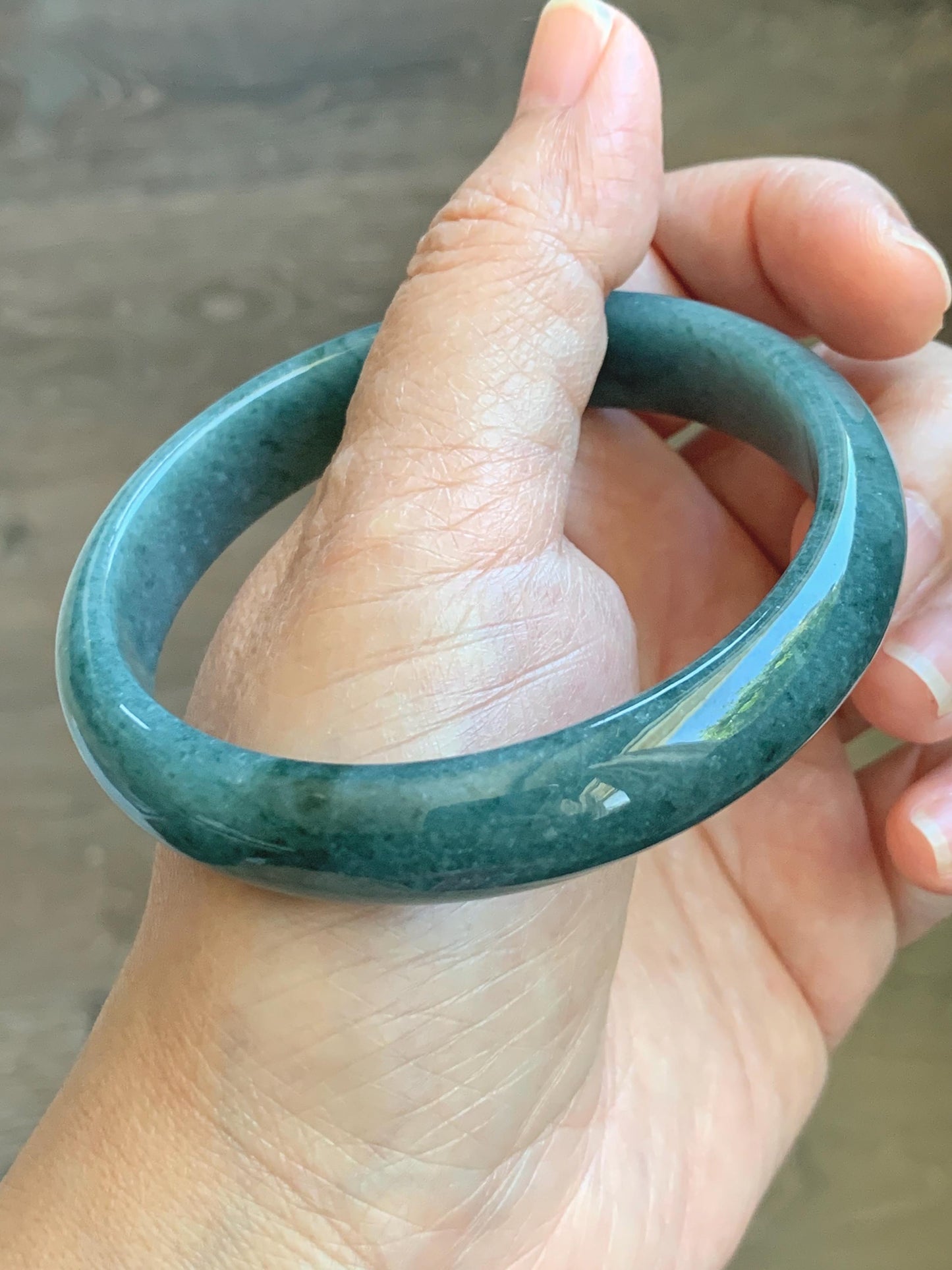 Certified Natural Grade A Guatemalan Icy Translucent Dusty Blue Jade Jadeite Wide Bangle Bracelet 60.7mm 7.5" 48.7g 天然危蓝糯种翡翠正圈手镯 1238