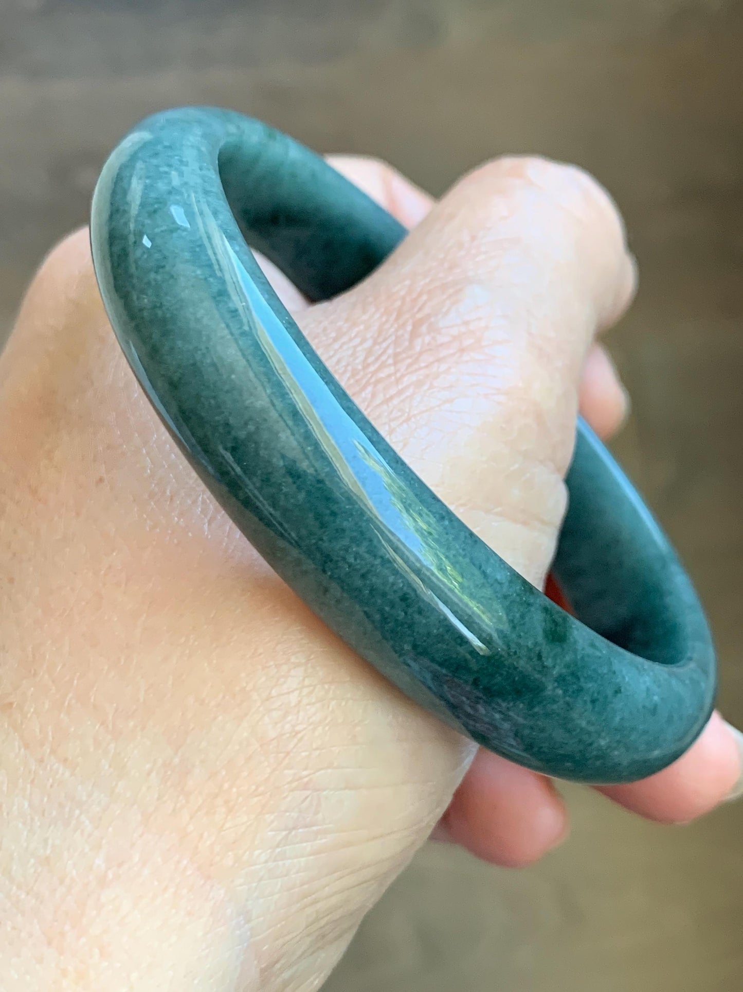 Certified Natural Grade A Guatemalan Icy Translucent Dusty Blue Jade Jadeite Wide Bangle Bracelet 60.7mm 7.5" 48.7g 天然危蓝糯种翡翠正圈手镯 1238