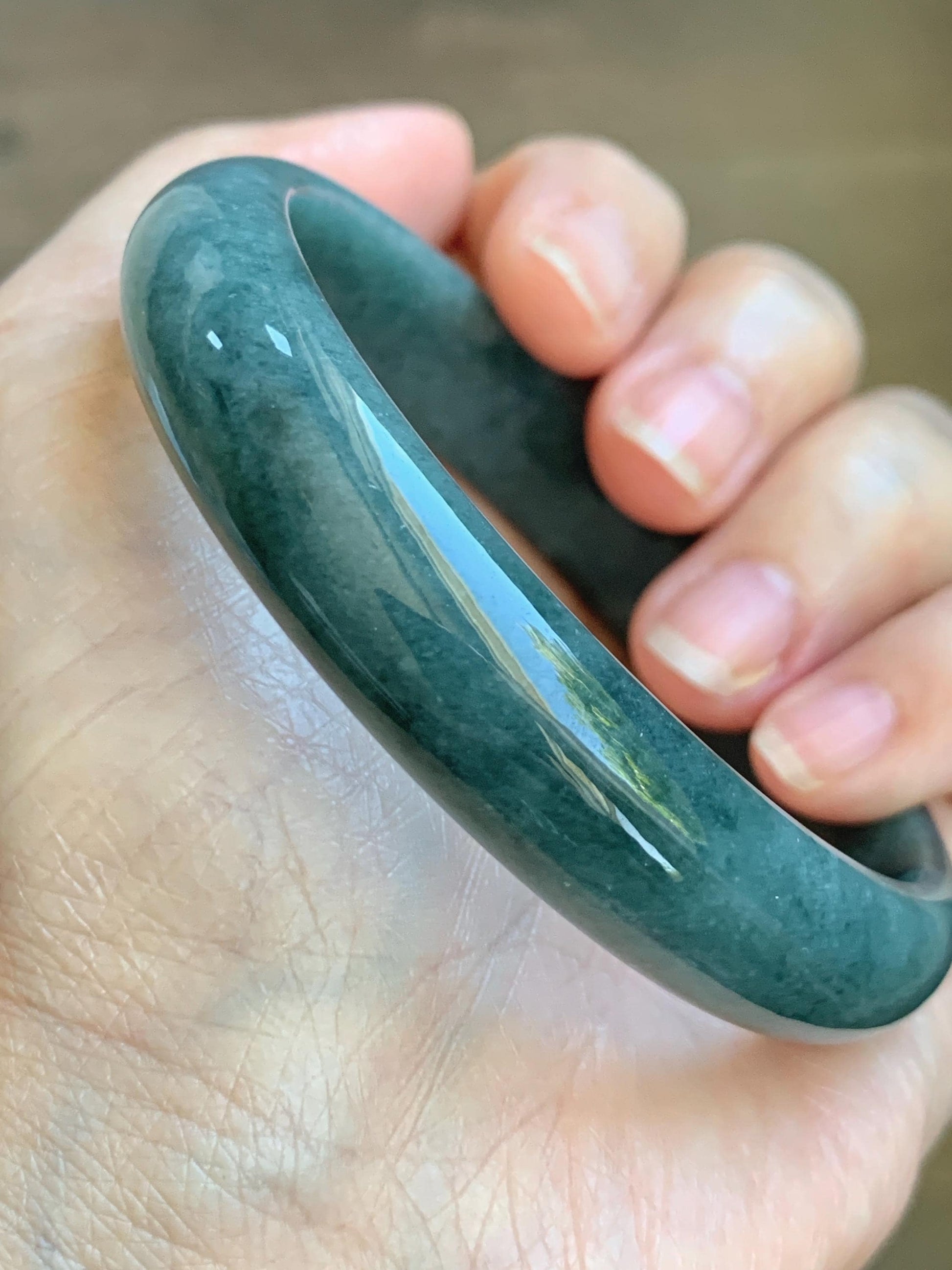 Certified Natural Grade A Guatemalan Icy Translucent Dusty Blue Jade Jadeite Wide Bangle Bracelet 60.7mm 7.5" 48.7g 天然危蓝糯种翡翠正圈手镯 1238