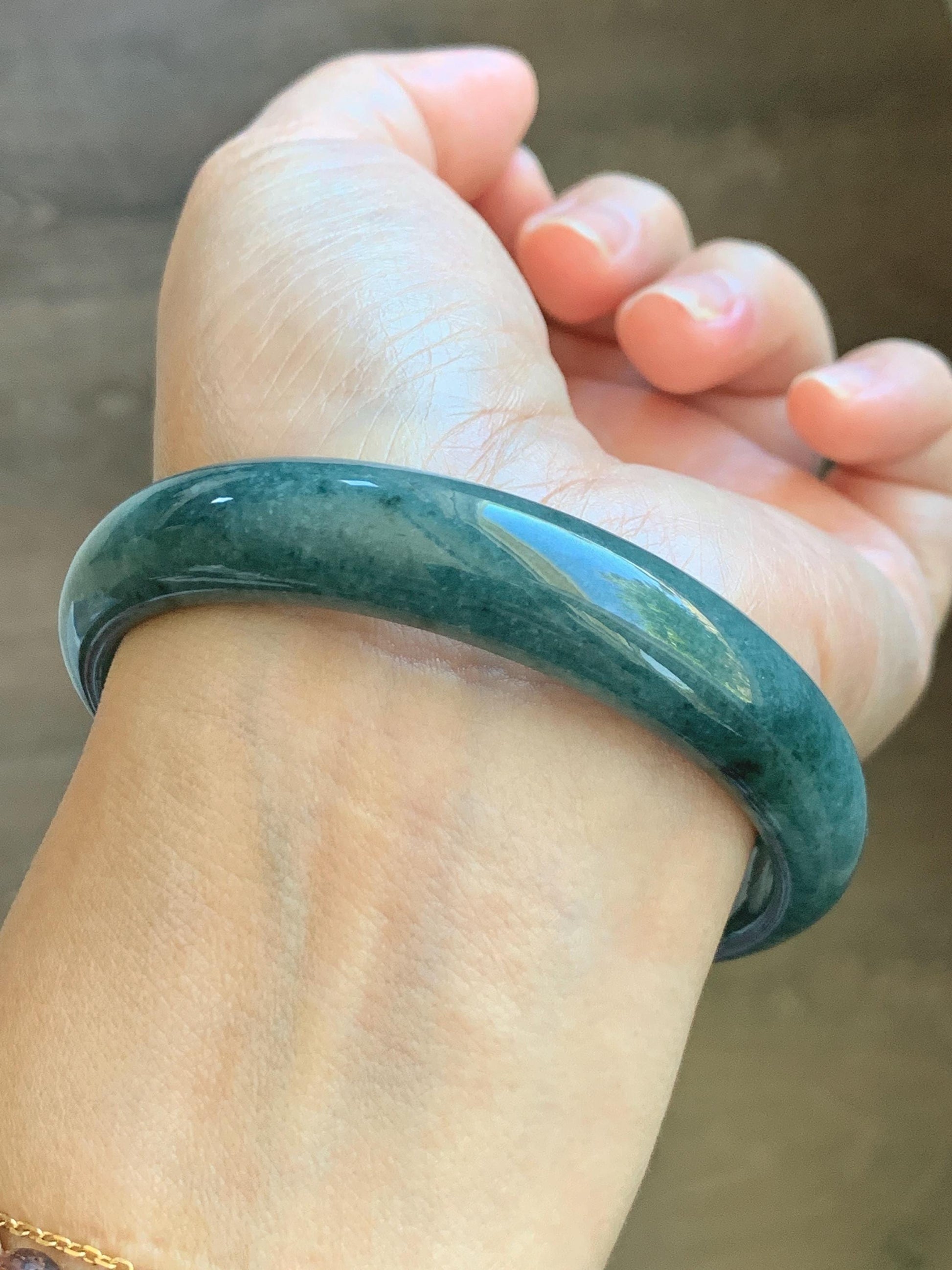 Certified Natural Grade A Guatemalan Icy Translucent Dusty Blue Jade Jadeite Wide Bangle Bracelet 60.7mm 7.5" 48.7g 天然危蓝糯种翡翠正圈手镯 1238