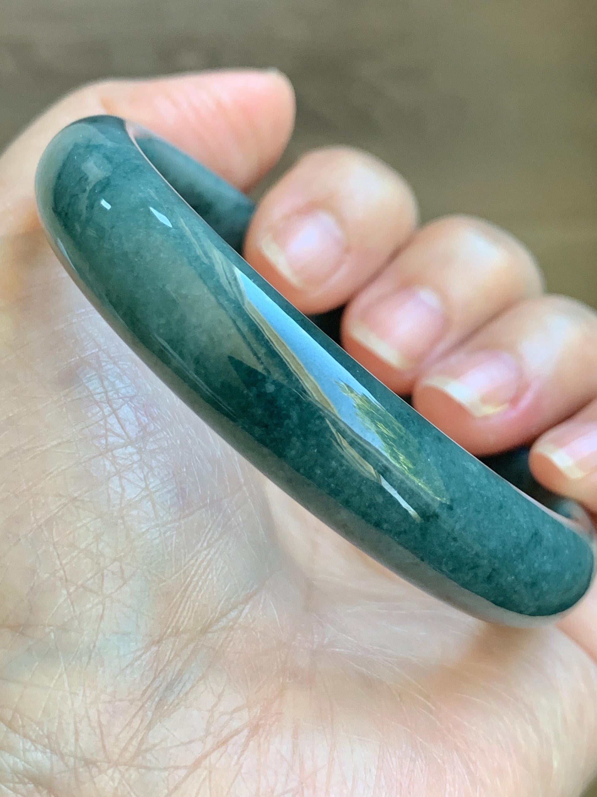Certified Natural Grade A Guatemalan Icy Translucent Dusty Blue Jade Jadeite Wide Bangle Bracelet 60.7mm 7.5" 48.7g 天然危蓝糯种翡翠正圈手镯 1238