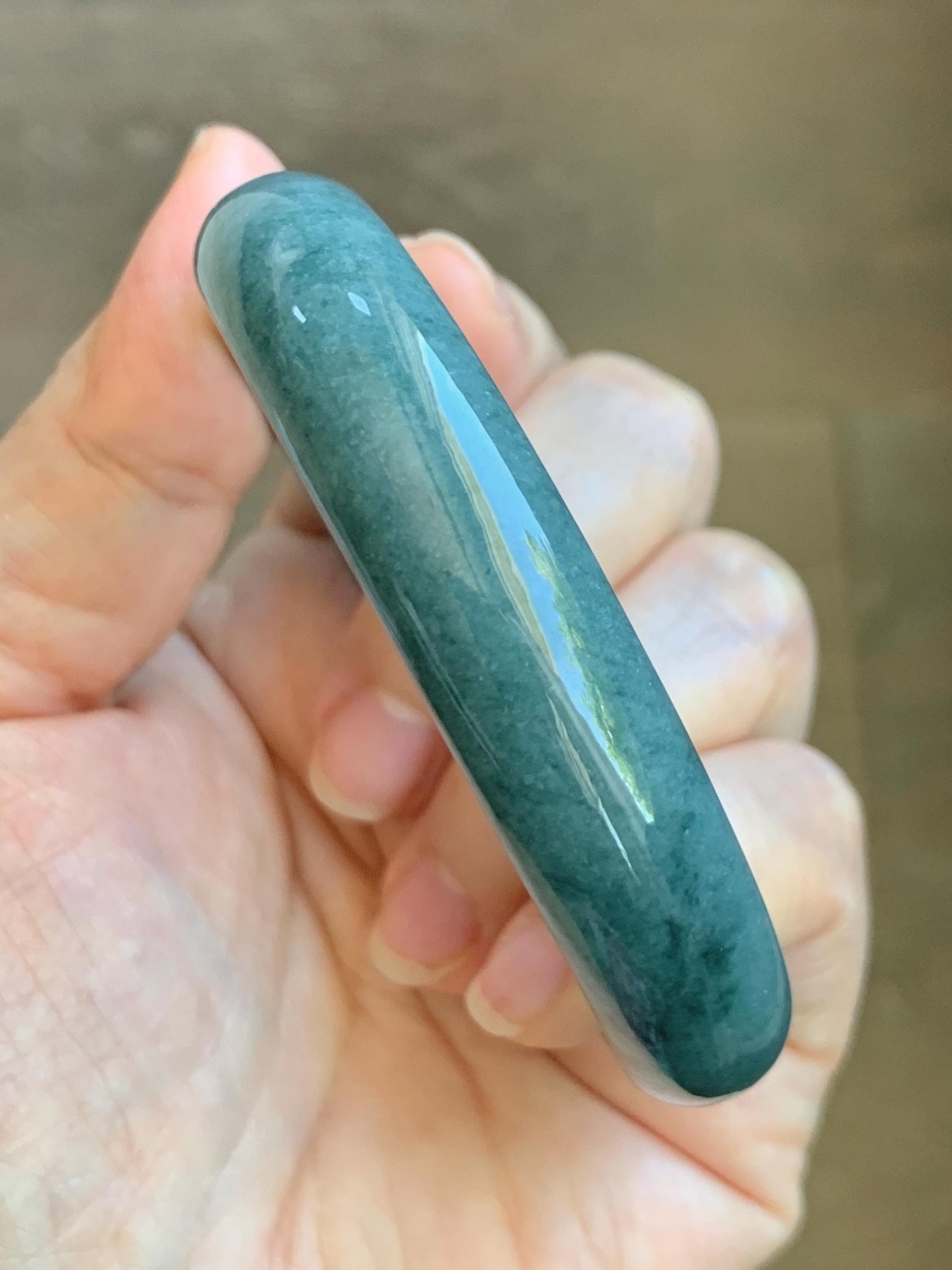 Certified Natural Grade A Guatemalan Icy Translucent Dusty Blue Jade Jadeite Wide Bangle Bracelet 60.7mm 7.5" 48.7g 天然危蓝糯种翡翠正圈手镯 1238
