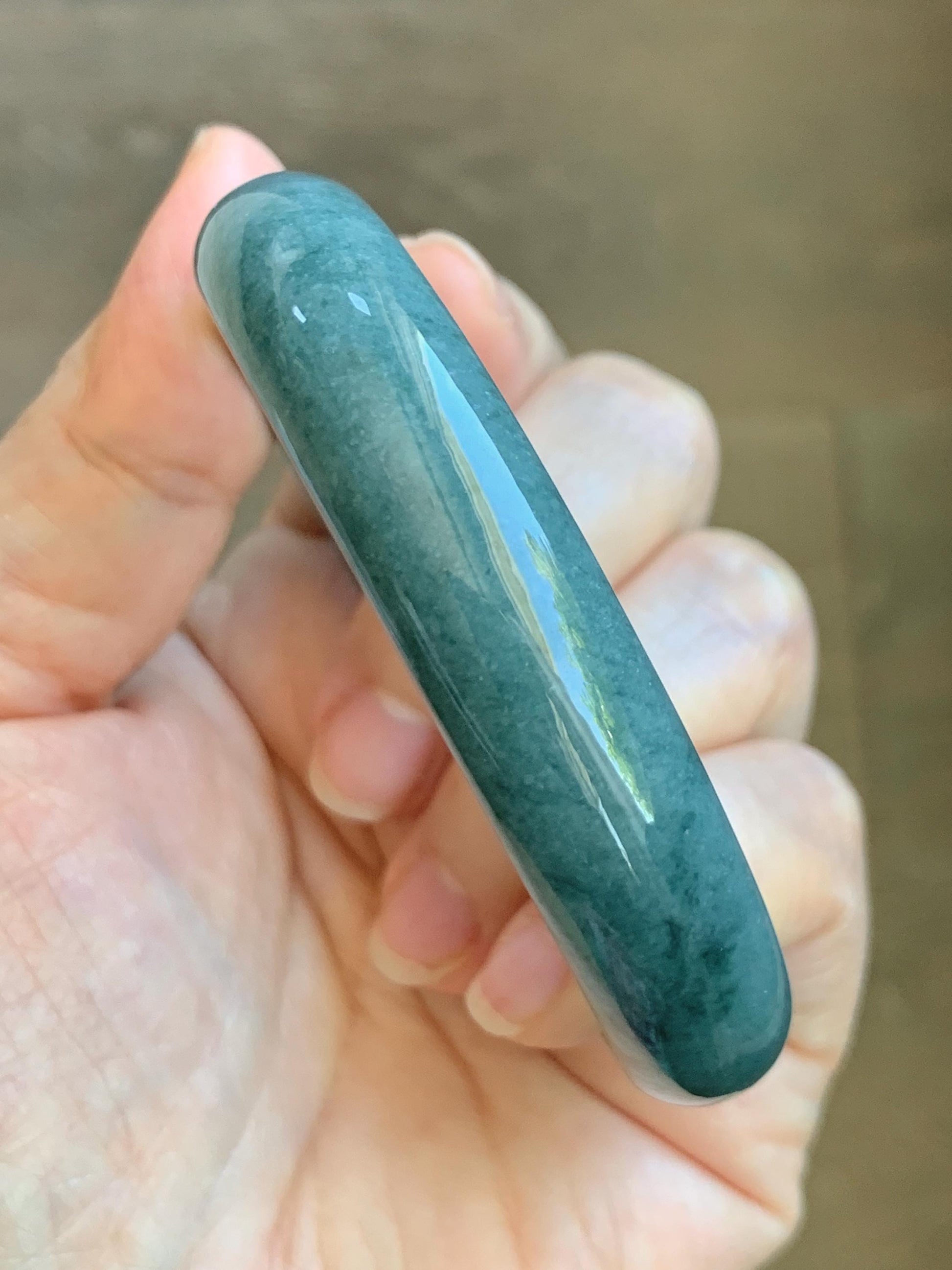 Certified Natural Grade A Guatemalan Icy Translucent Dusty Blue Jade Jadeite Wide Bangle Bracelet 60.7mm 7.5" 48.7g 天然危蓝糯种翡翠正圈手镯 1238