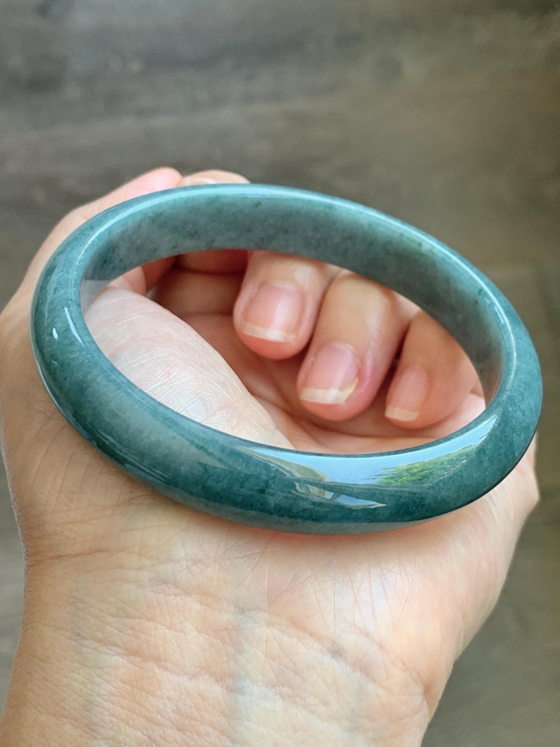 Certified Natural Grade A Guatemalan Icy Translucent Dusty Blue Jade Jadeite Wide Bangle Bracelet 62.3mm 7.7" 48.6g 天然危蓝糯种翡翠正圈手镯 1232