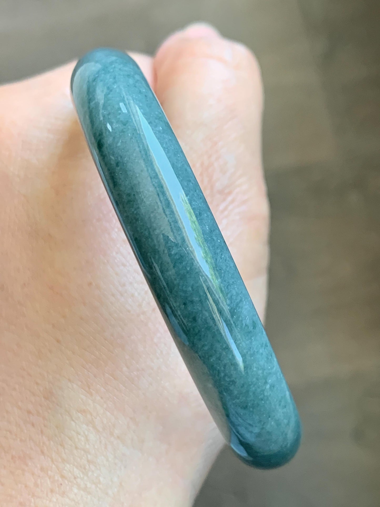 Certified Natural Grade A Guatemalan Icy Translucent Dusty Blue Jade Jadeite Wide Bangle Bracelet 62.3mm 7.7" 48.6g 天然危蓝糯种翡翠正圈手镯 1232