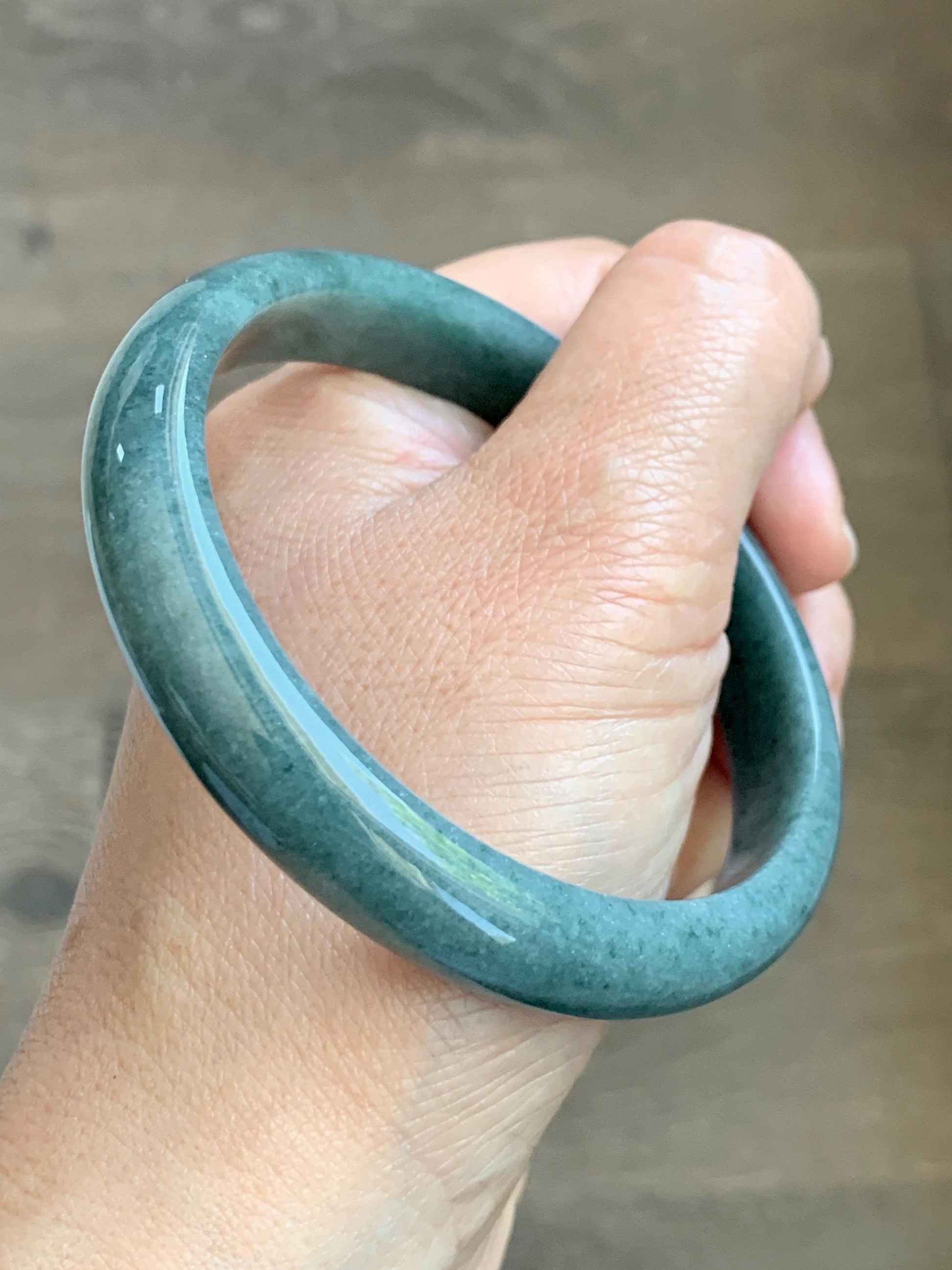 Certified Natural Grade A Guatemalan Icy Translucent Dusty Blue Jade Jadeite Wide Bangle Bracelet 62.3mm 7.7" 48.6g 天然危蓝糯种翡翠正圈手镯 1232