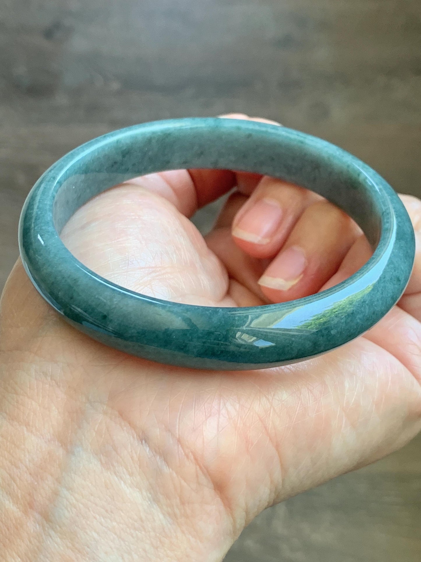 Certified Natural Grade A Guatemalan Icy Translucent Dusty Blue Jade Jadeite Wide Bangle Bracelet 62.3mm 7.7" 48.6g 天然危蓝糯种翡翠正圈手镯 1232