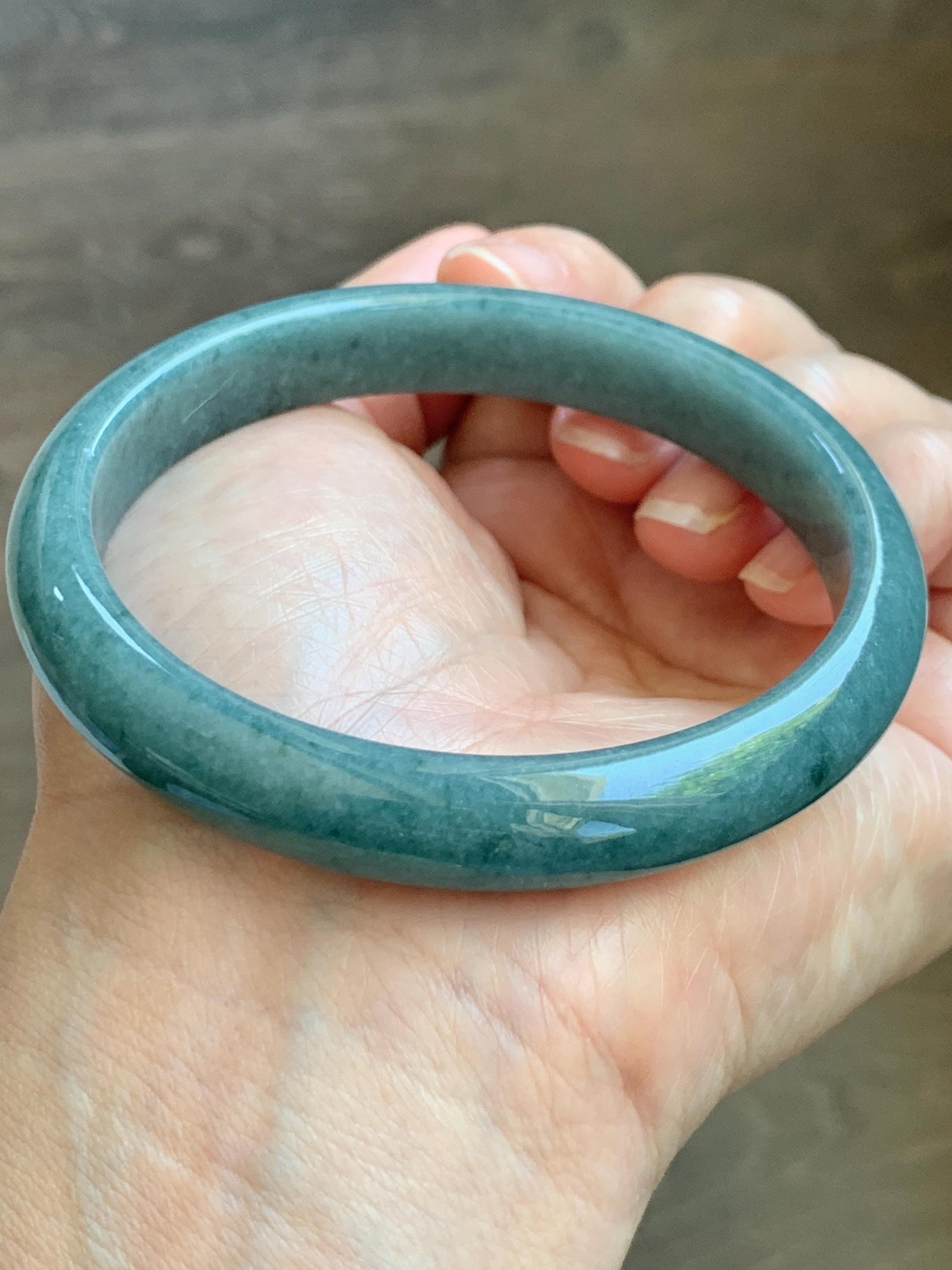 Certified Natural Grade A Guatemalan Icy Translucent Dusty Blue Jade Jadeite Wide Bangle Bracelet 62.28mm 7.7" 45g 天然危蓝糯种翡翠正圈手镯 1231