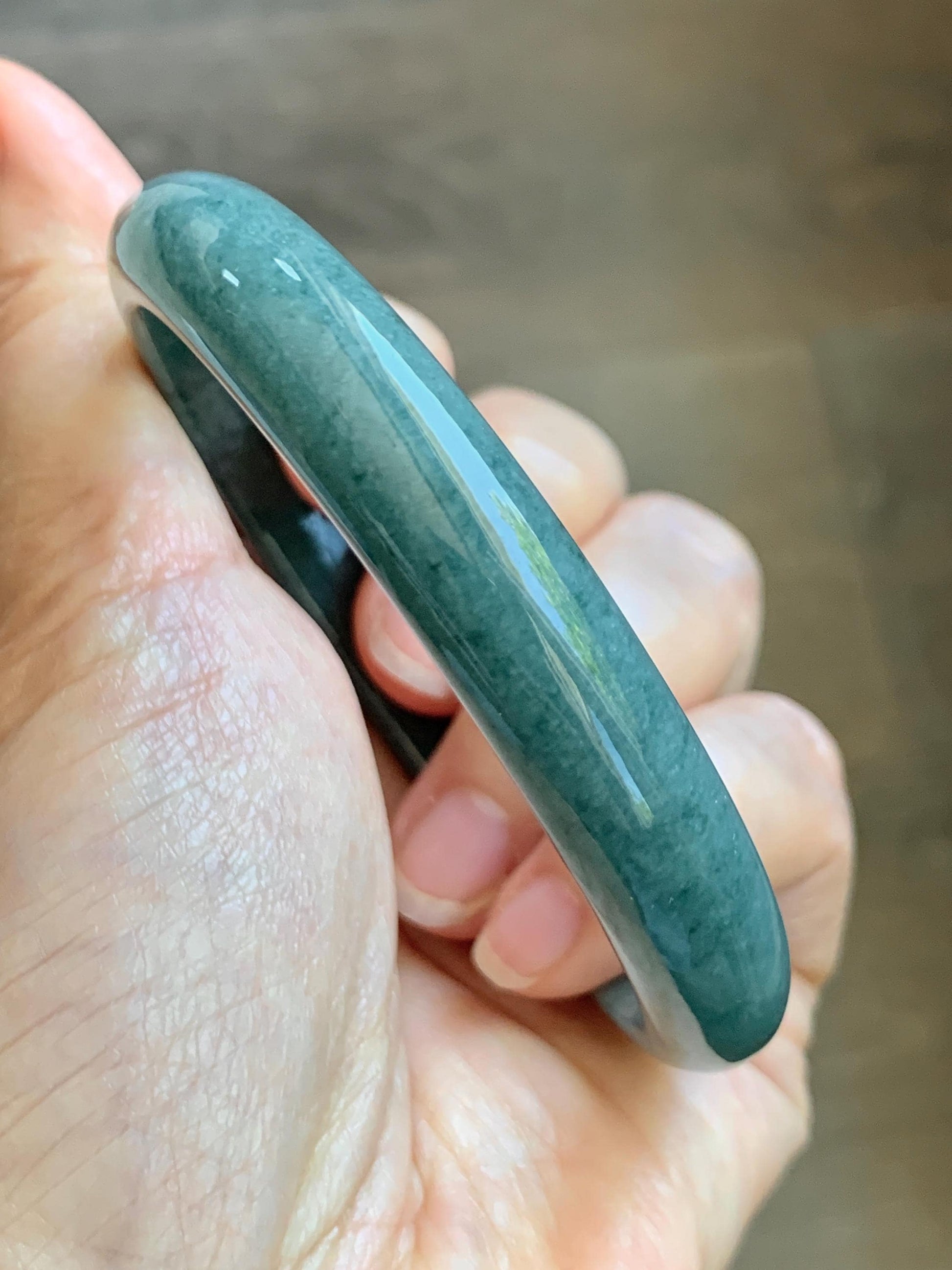 Certified Natural Grade A Guatemalan Icy Translucent Dusty Blue Jade Jadeite Wide Bangle Bracelet 62.28mm 7.7" 45g 天然危蓝糯种翡翠正圈手镯 1231