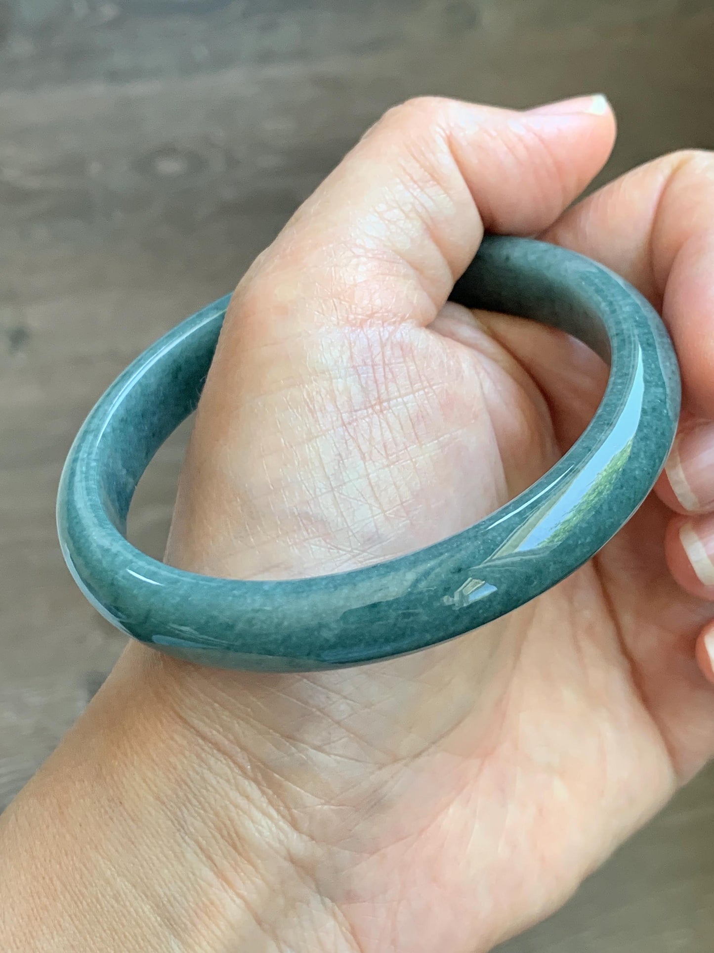 Certified Natural Grade A Guatemalan Icy Translucent Dusty Blue Jade Jadeite Wide Bangle Bracelet 62.28mm 7.7" 45g 天然危蓝糯种翡翠正圈手镯 1231