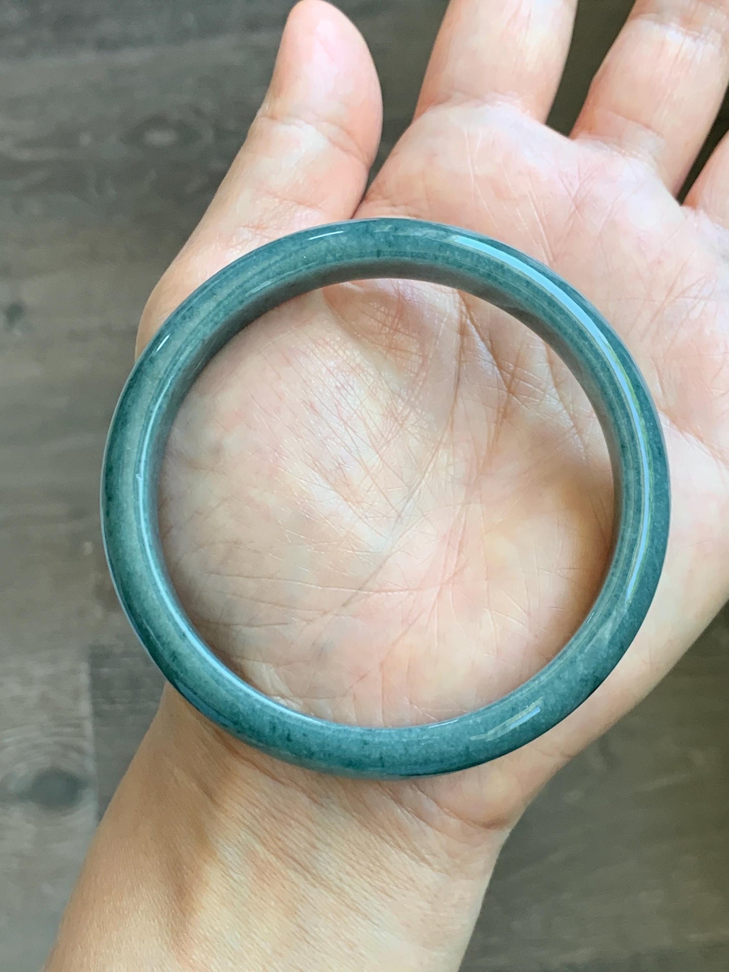 Certified Natural Grade A Guatemalan Icy Translucent Dusty Blue Jade Jadeite Wide Bangle Bracelet 62.28mm 7.7" 45g 天然危蓝糯种翡翠正圈手镯 1231