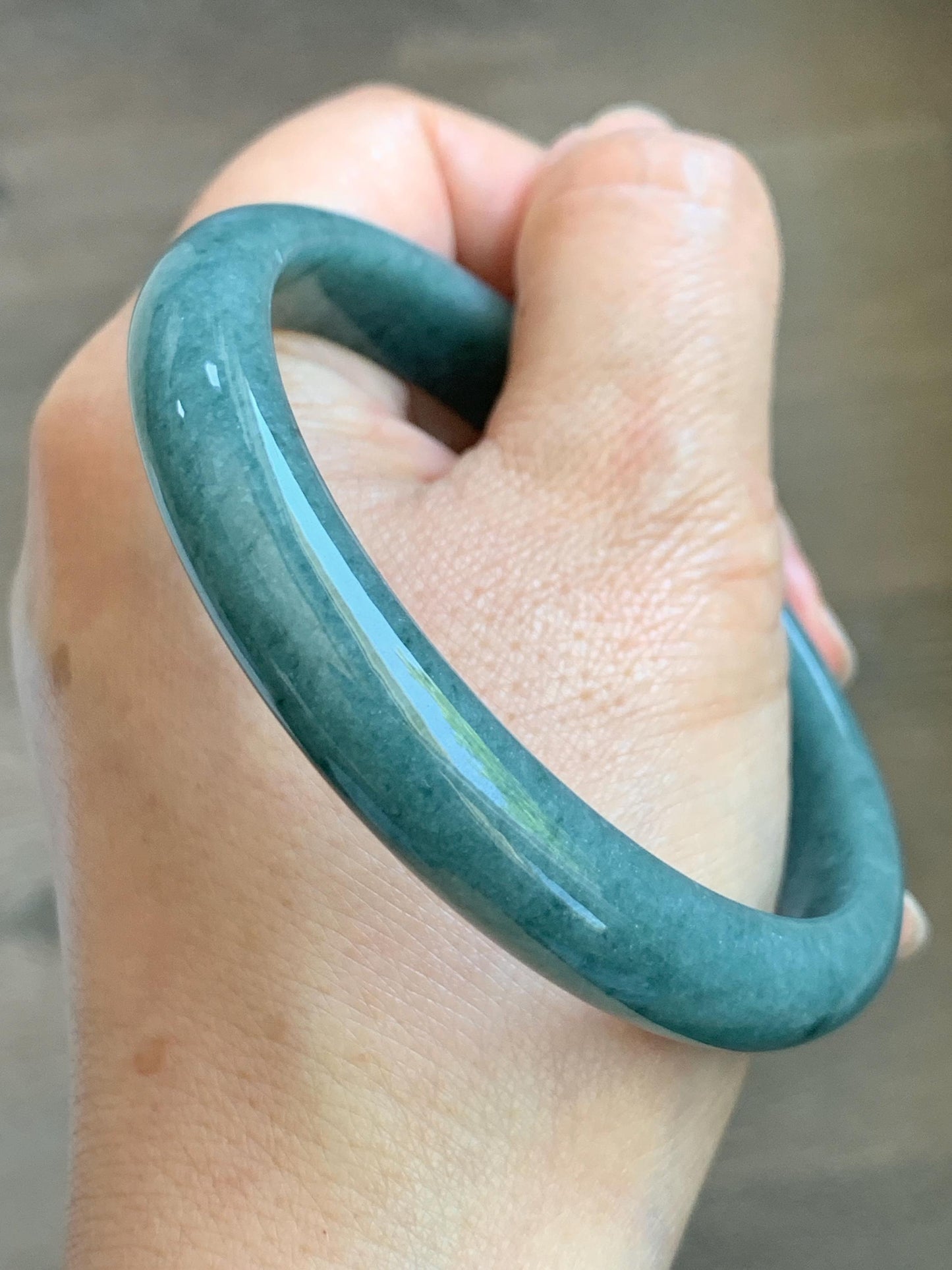 Certified Natural Grade A Guatemalan Icy Translucent Dusty Blue Jade Jadeite Wide Bangle Bracelet 62.28mm 7.7" 45g 天然危蓝糯种翡翠正圈手镯 1231