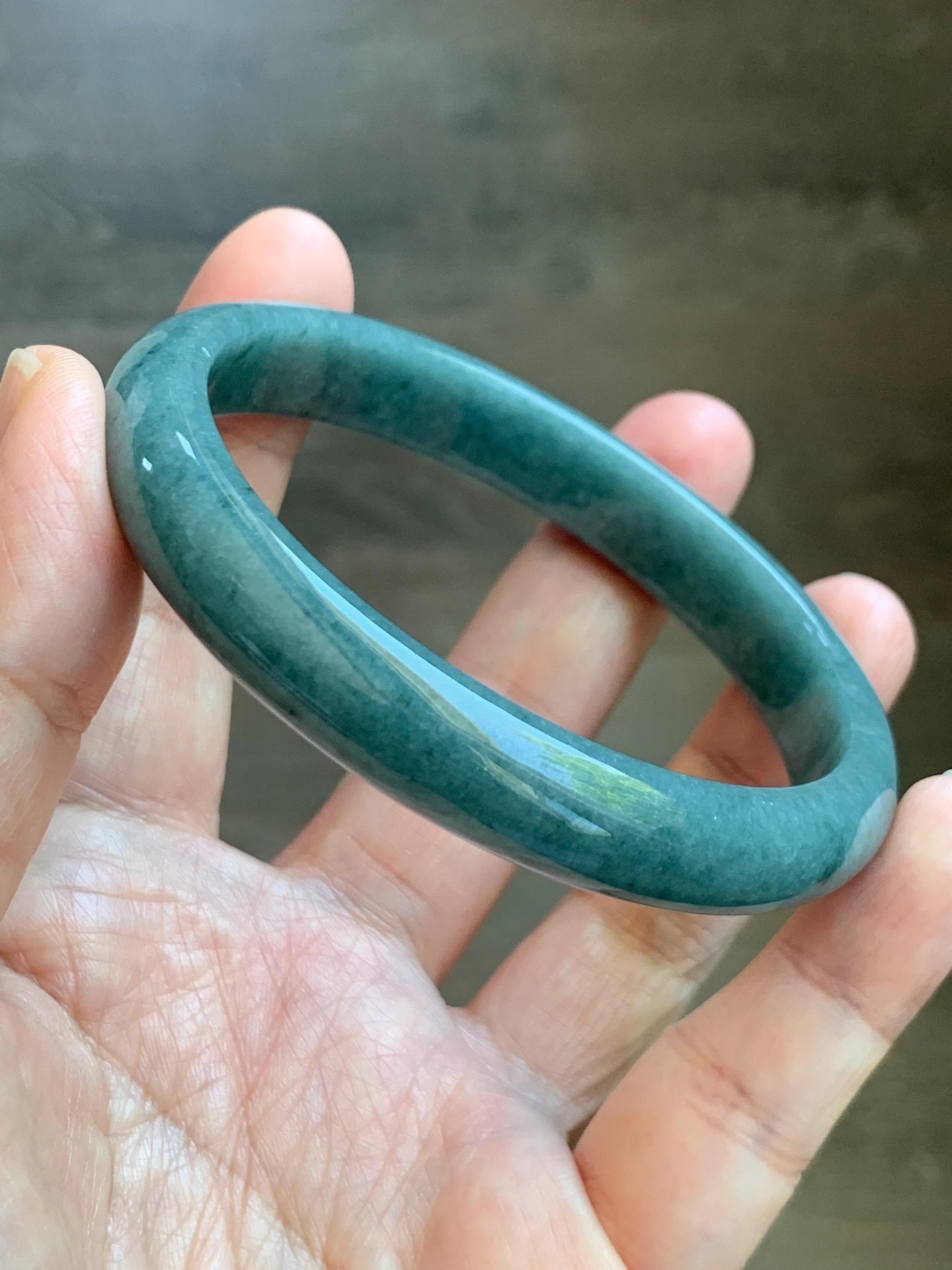 Certified Natural Grade A Guatemalan Icy Translucent Dusty Blue Jade Jadeite Wide Bangle Bracelet 62.28mm 7.7" 45g 天然危蓝糯种翡翠正圈手镯 1231