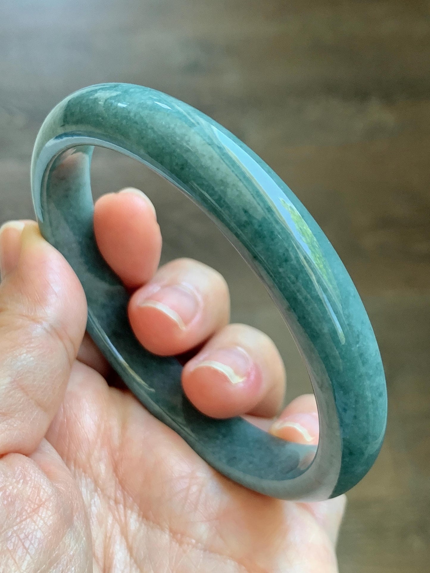 Certified Natural Grade A Guatemalan Icy Translucent Dusty Blue Jade Jadeite Wide Bangle Bracelet 62.28mm 7.7" 45g 天然危蓝糯种翡翠正圈手镯 1231