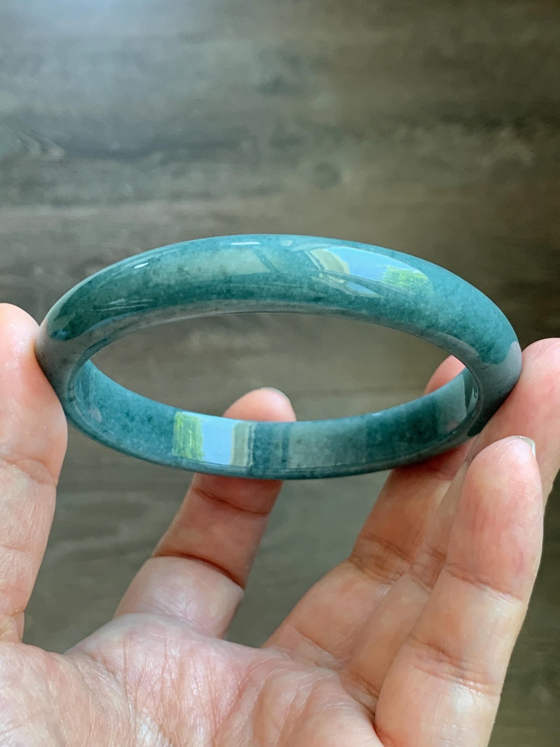 Certified Natural Grade A Guatemalan Icy Translucent Dusty Blue Jade Jadeite Wide Bangle Bracelet 62.28mm 7.7" 45g 天然危蓝糯种翡翠正圈手镯 1231