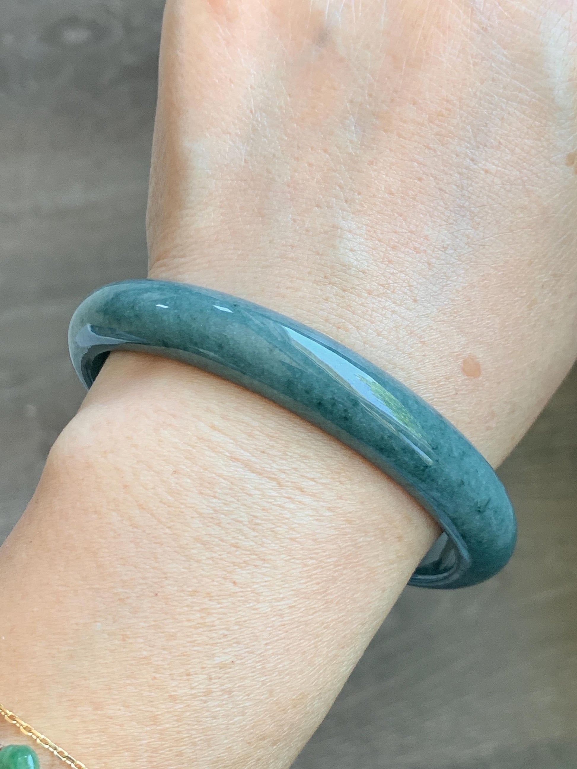 Certified Natural Grade A Guatemalan Icy Translucent Dusty Blue Jade Jadeite Wide Bangle Bracelet 62.28mm 7.7" 45g 天然危蓝糯种翡翠正圈手镯 1231