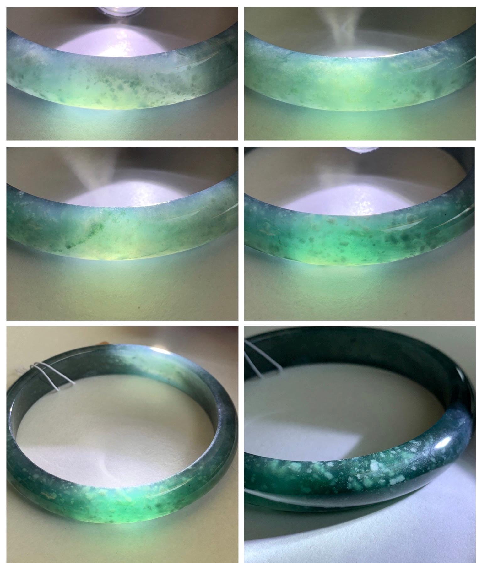 Certified Natural Grade A Guatemalan Icy Translucent Dark Teal Blue Jade Jadeite Wide Bangle Bracelet 68.26mm 8.43" 59g 天然冰危深蓝翡翠正圈手镯 1198