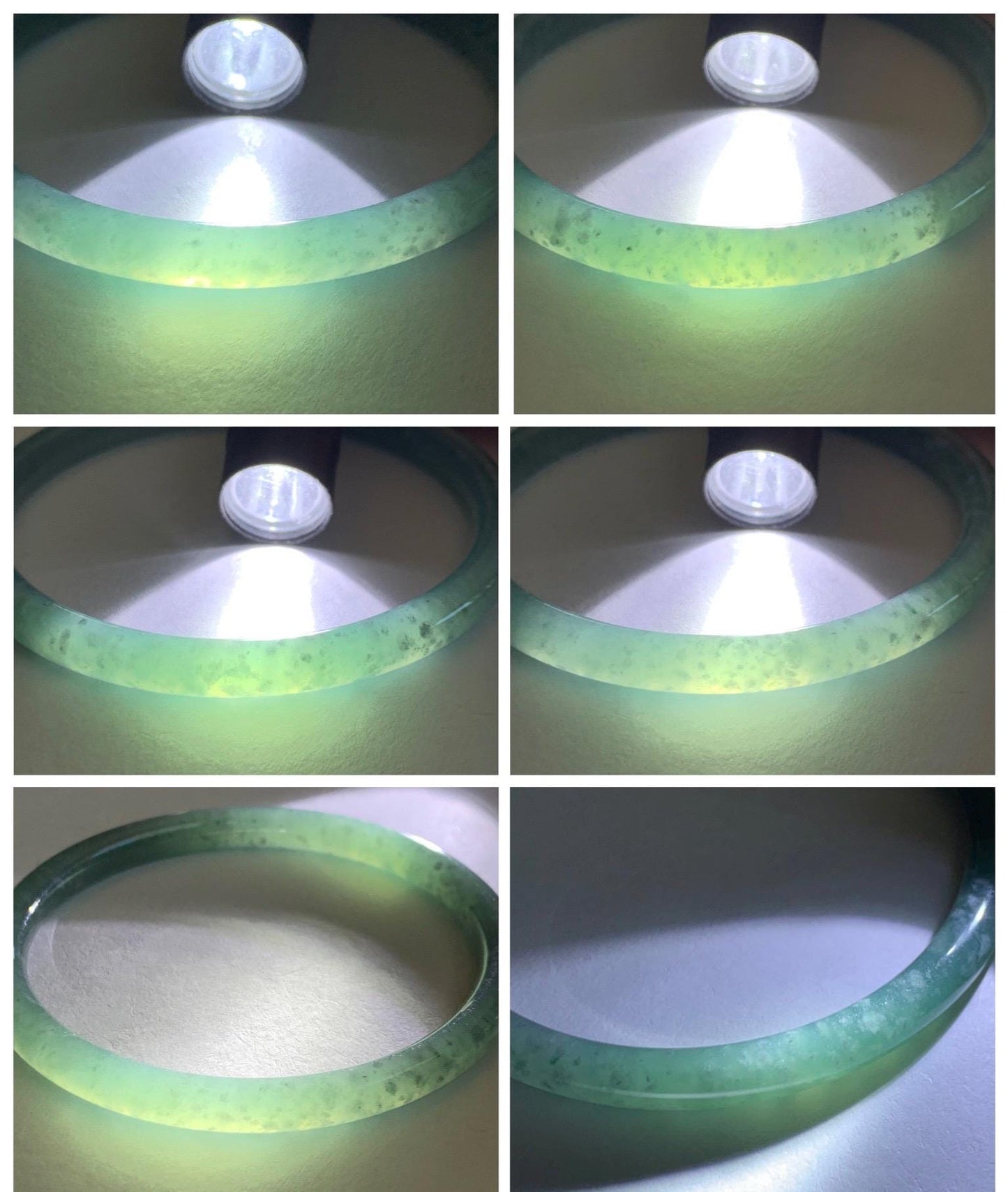 Certified Natural Grade A Guatemalan Icy Translucent Dusty Teal Green Jade Jadeite Slim Bangle 62.09mm 7.67” 23g 天然冰胶危蓝绿翡翠细圆条手镯 1172
