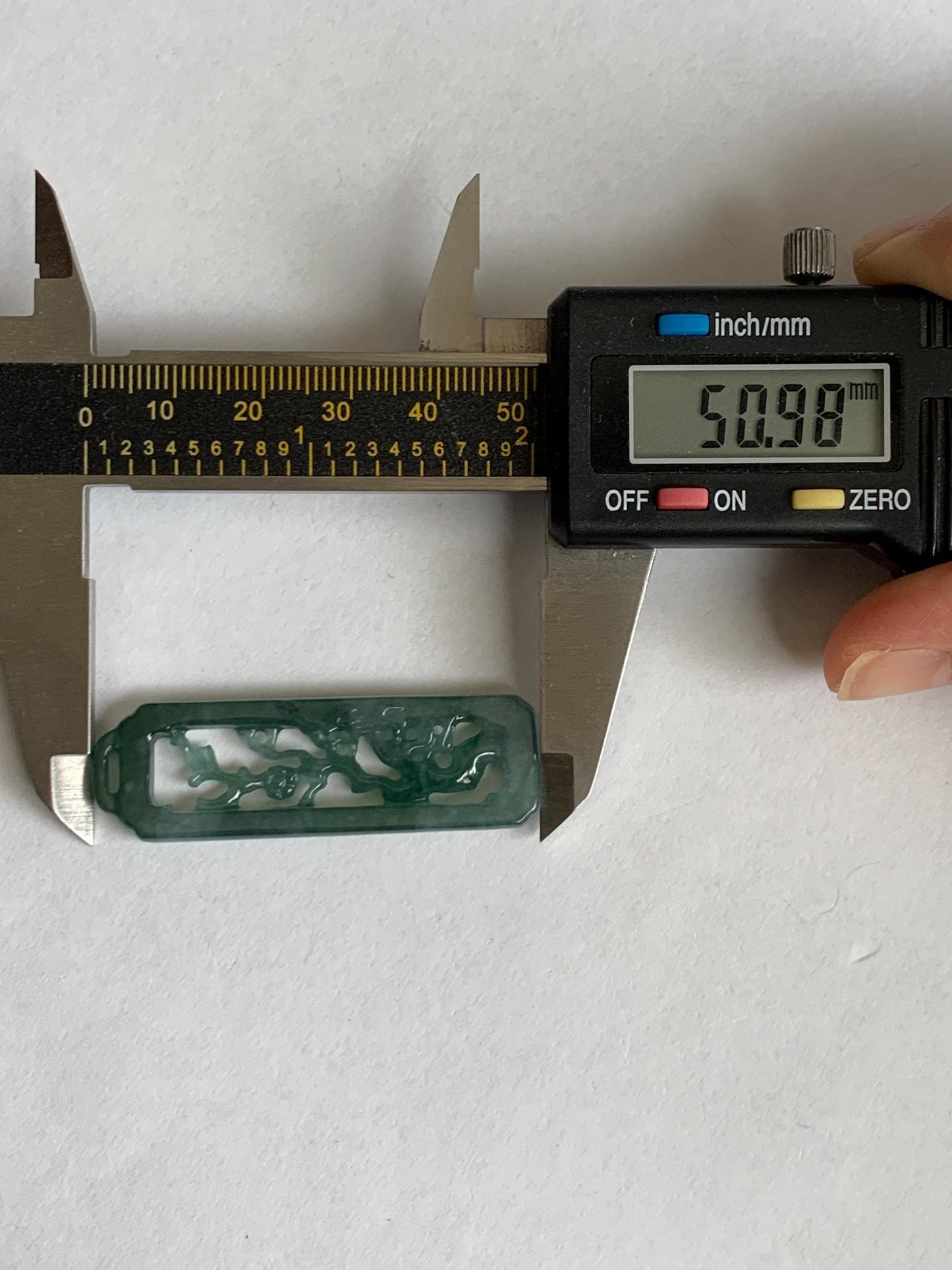 Natural Grade A Guatemalan Icy Translucent Dusty Teal Green Jade Jadeite Carved Cherry Blossom Pendant