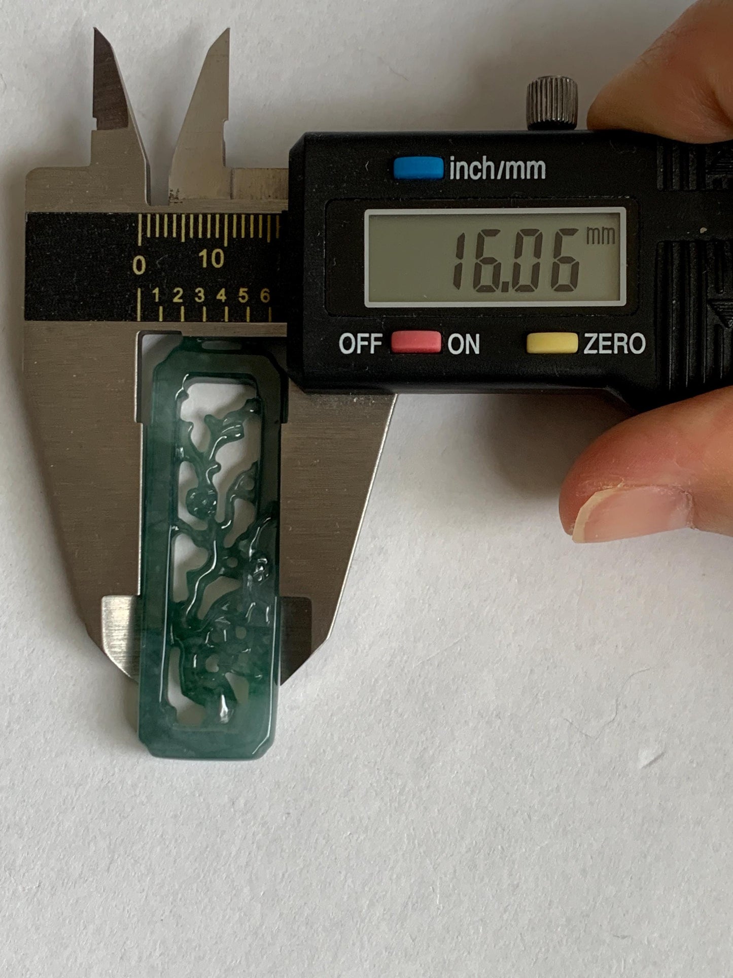 Natural Grade A Guatemalan Icy Translucent Dusty Teal Green Jade Jadeite Carved Cherry Blossom Pendant