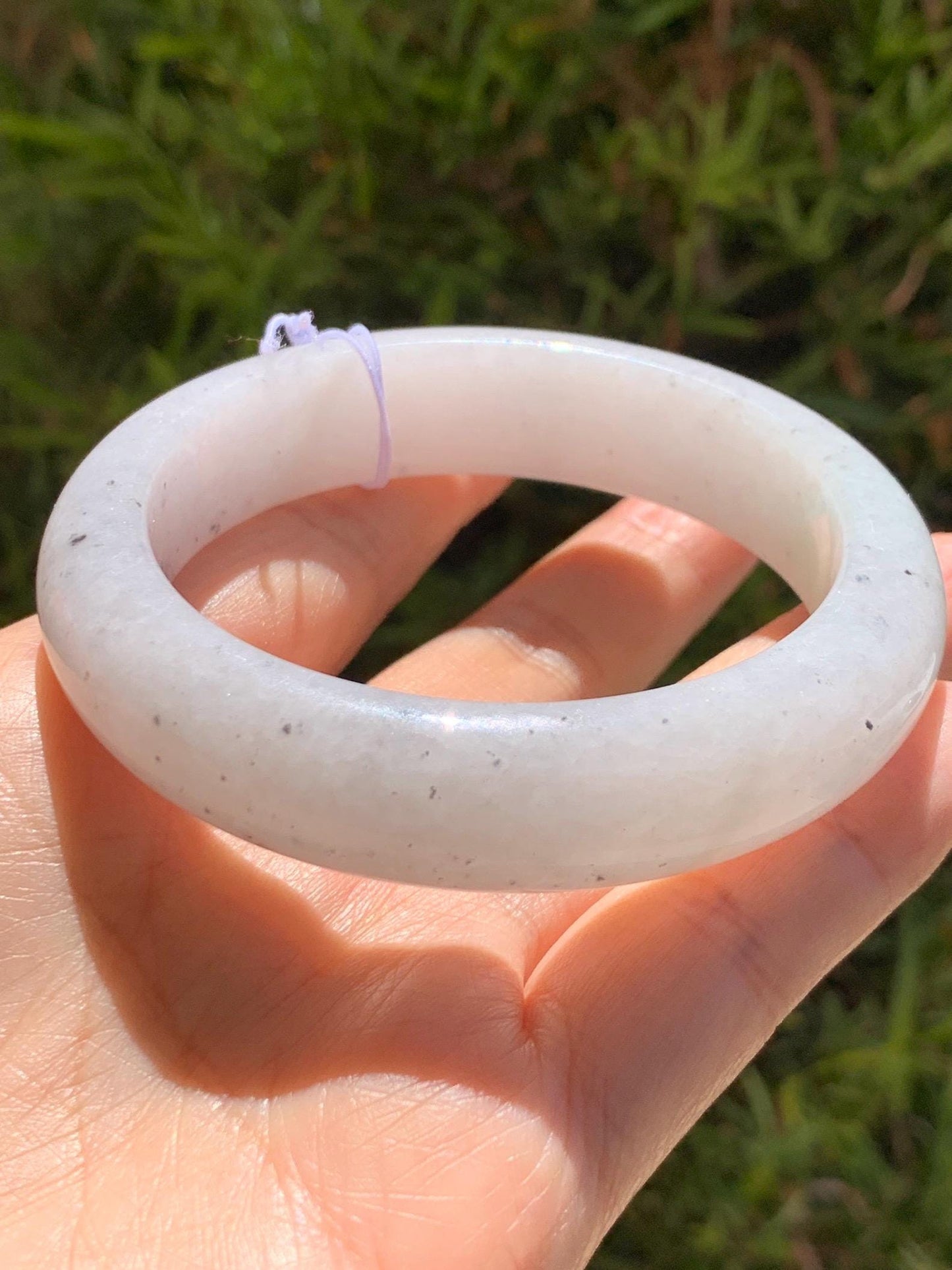 Certified Grade A Natural Icy Translucent White Green Marbled Jade Jadeite Wide Bangle Bracelet 56.38mm 6.97" 99.5g 天然冰胶白乌飘绿翡翠轮胎手镯 1168