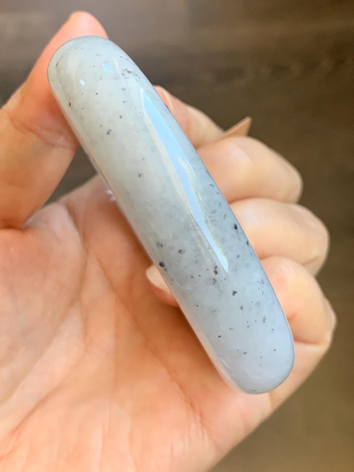 Certified Grade A Natural Icy Translucent White Green Marbled Jade Jadeite Wide Bangle Bracelet 56.38mm 6.97" 99.5g 天然冰胶白乌飘绿翡翠轮胎手镯 1168