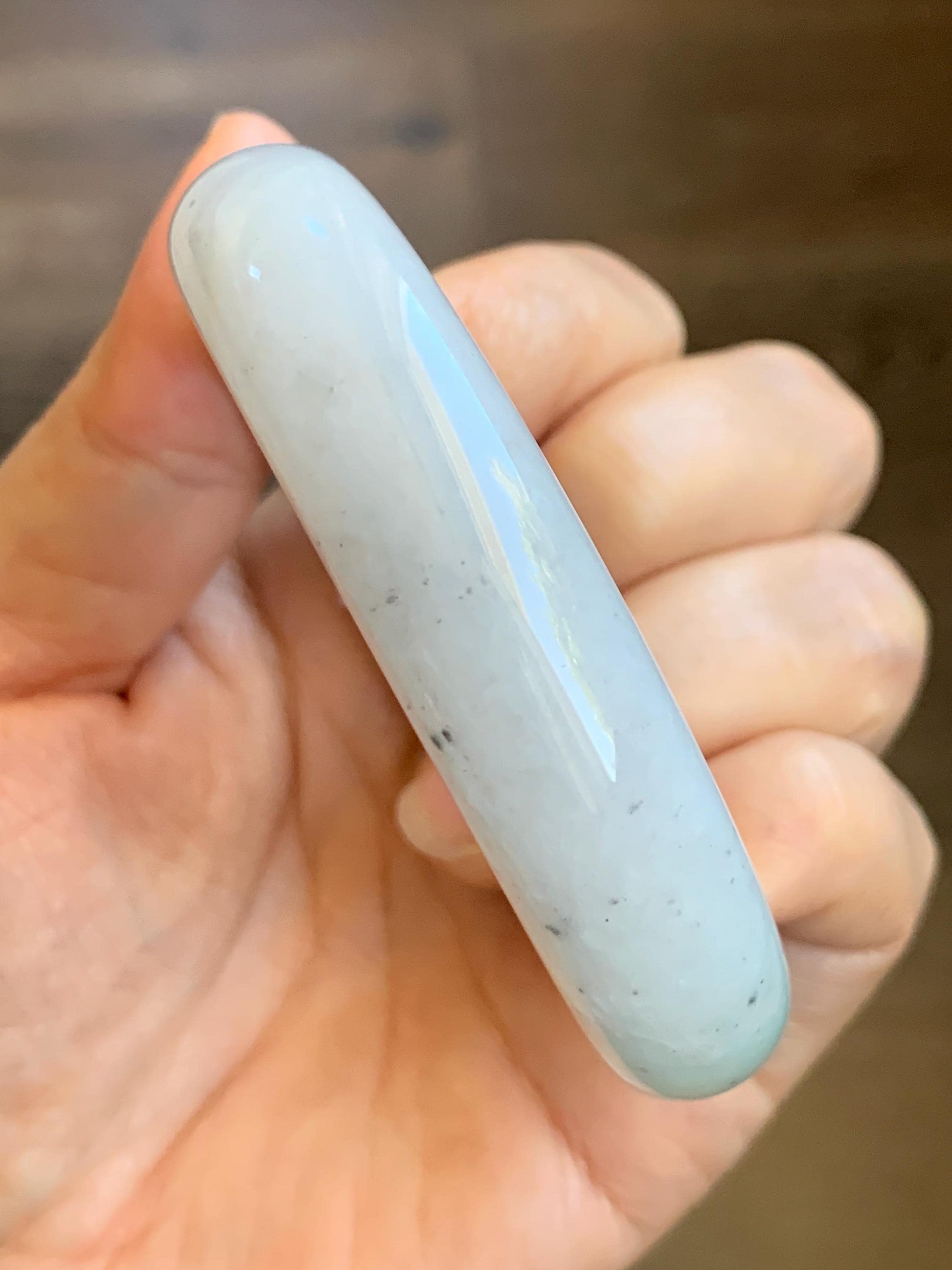 Certified Grade A Natural Icy Translucent White Green Marbled Jade Jadeite Wide Bangle Bracelet 56.38mm 6.97" 99.5g 天然冰胶白乌飘绿翡翠轮胎手镯 1168