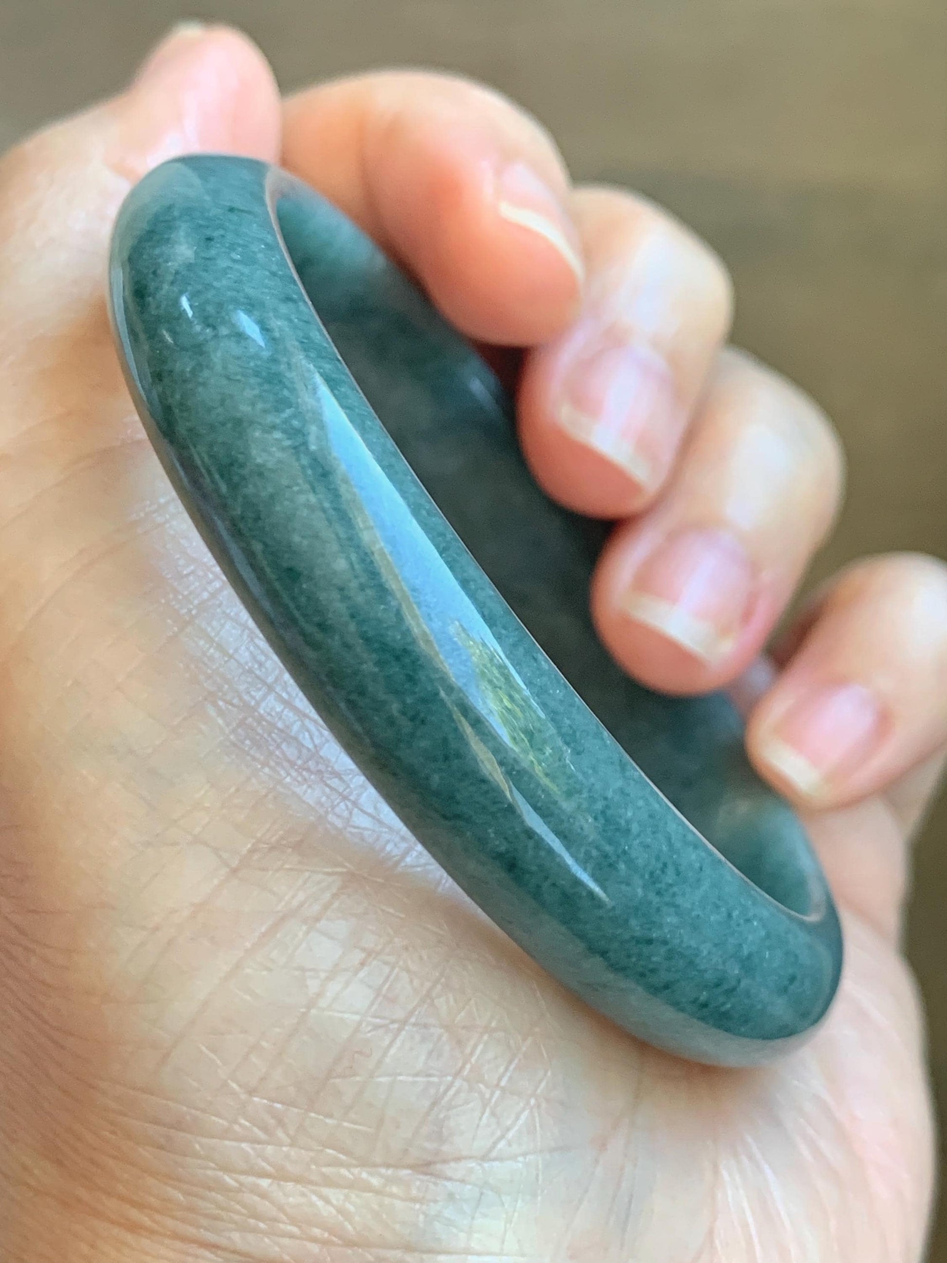 Certified Natural Grade A Guatemalan Icy Translucent Dusty Blue Jade Jadeite Wide Bangle Bracelet 58.33mm 7.21" 45.53g 天然危蓝糯种翡翠正圈手镯 1239