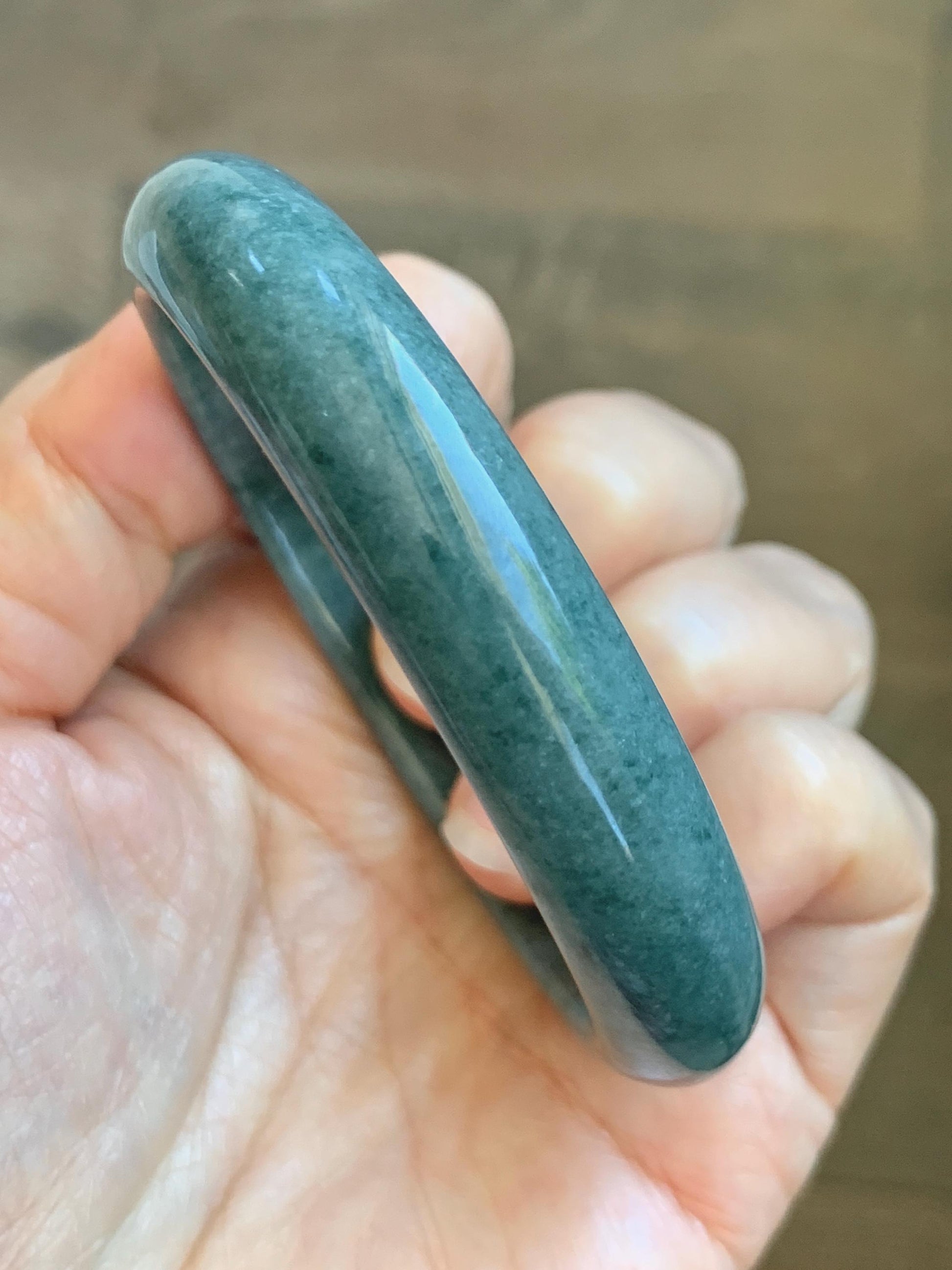 Certified Natural Grade A Guatemalan Icy Translucent Dusty Blue Jade Jadeite Wide Bangle Bracelet 58.33mm 7.21" 45.53g 天然危蓝糯种翡翠正圈手镯 1239