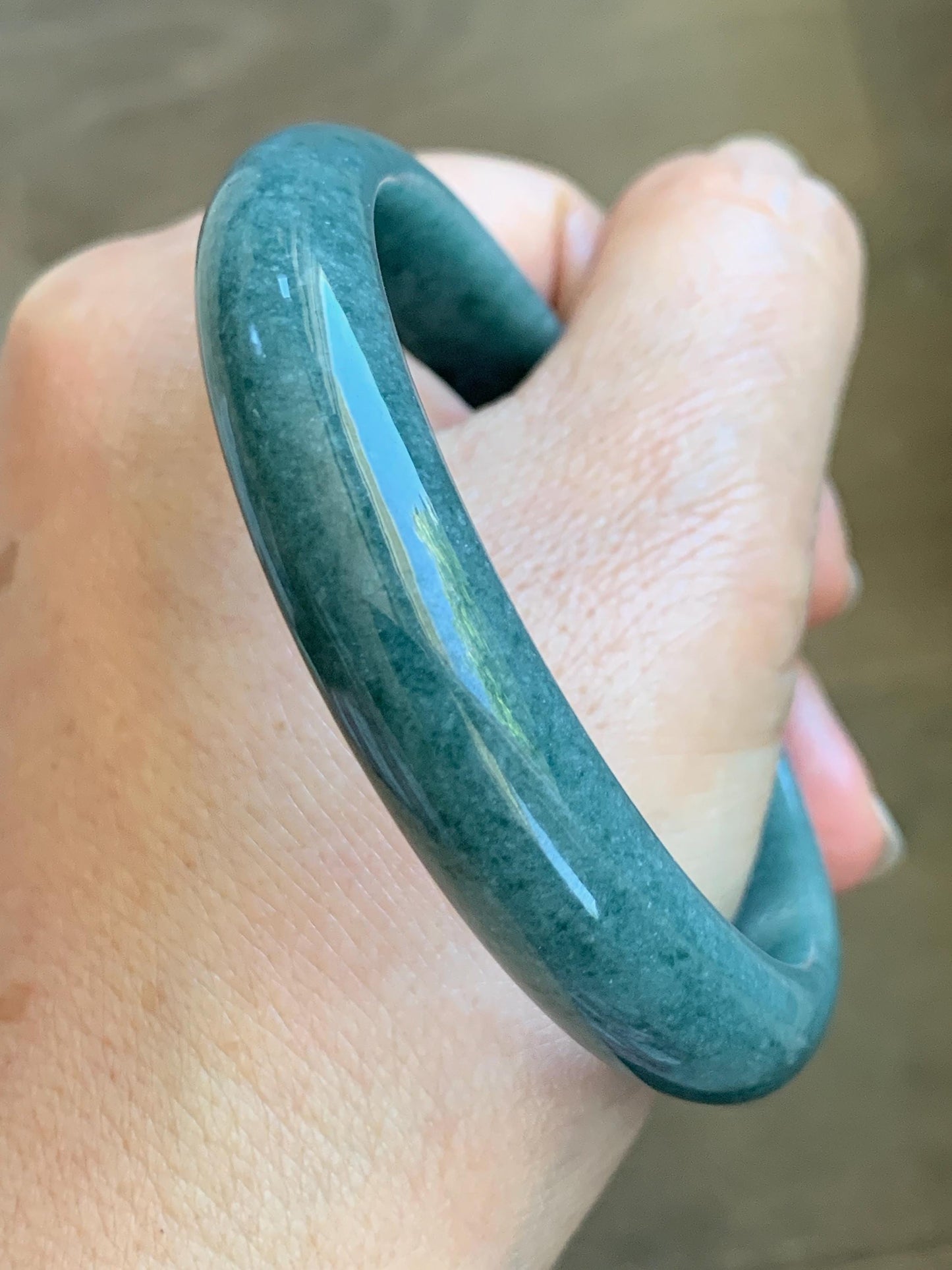 Certified Natural Grade A Guatemalan Icy Translucent Dusty Blue Jade Jadeite Wide Bangle Bracelet 58.33mm 7.21" 45.53g 天然危蓝糯种翡翠正圈手镯 1239