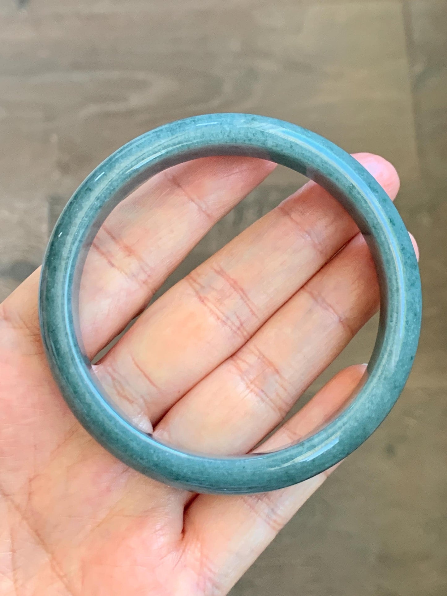 Certified Natural Grade A Guatemalan Icy Translucent Dusty Blue Jade Jadeite Wide Bangle Bracelet 58.33mm 7.21" 45.53g 天然危蓝糯种翡翠正圈手镯 1239