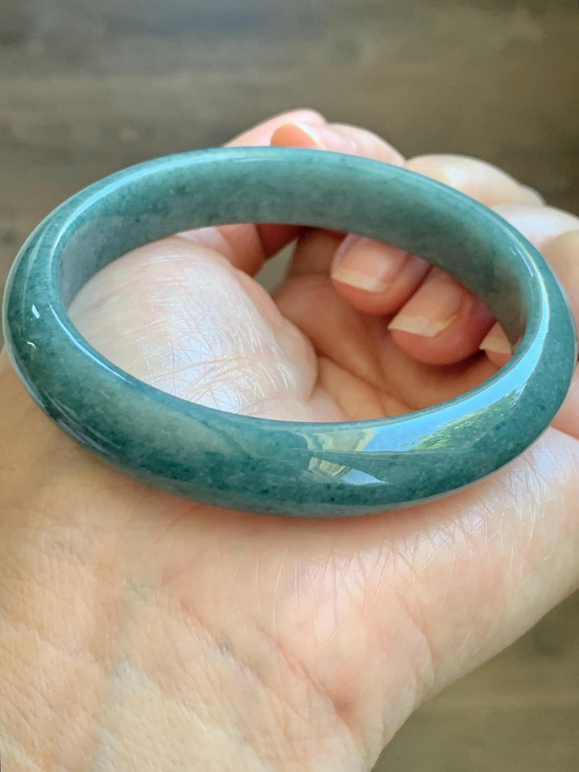 Certified Natural Grade A Guatemalan Icy Translucent Dusty Blue Jade Jadeite Wide Bangle Bracelet 58.33mm 7.21" 45.53g 天然危蓝糯种翡翠正圈手镯 1239