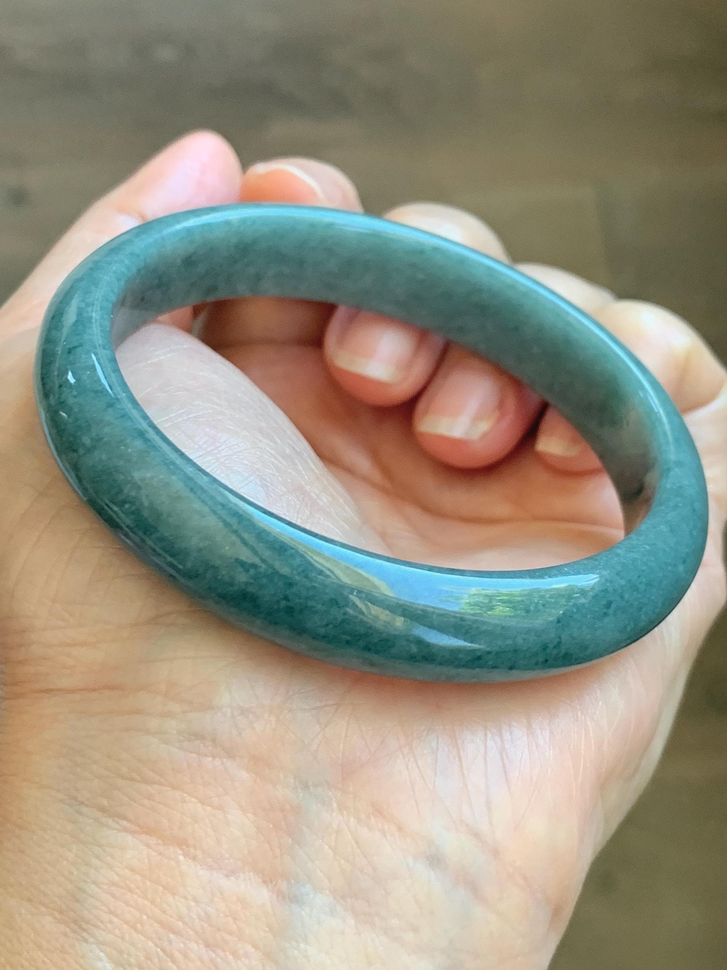 Certified Natural Grade A Guatemalan Icy Translucent Dusty Blue Jade Jadeite Wide Bangle Bracelet 58.33mm 7.21" 45.53g 天然危蓝糯种翡翠正圈手镯 1239