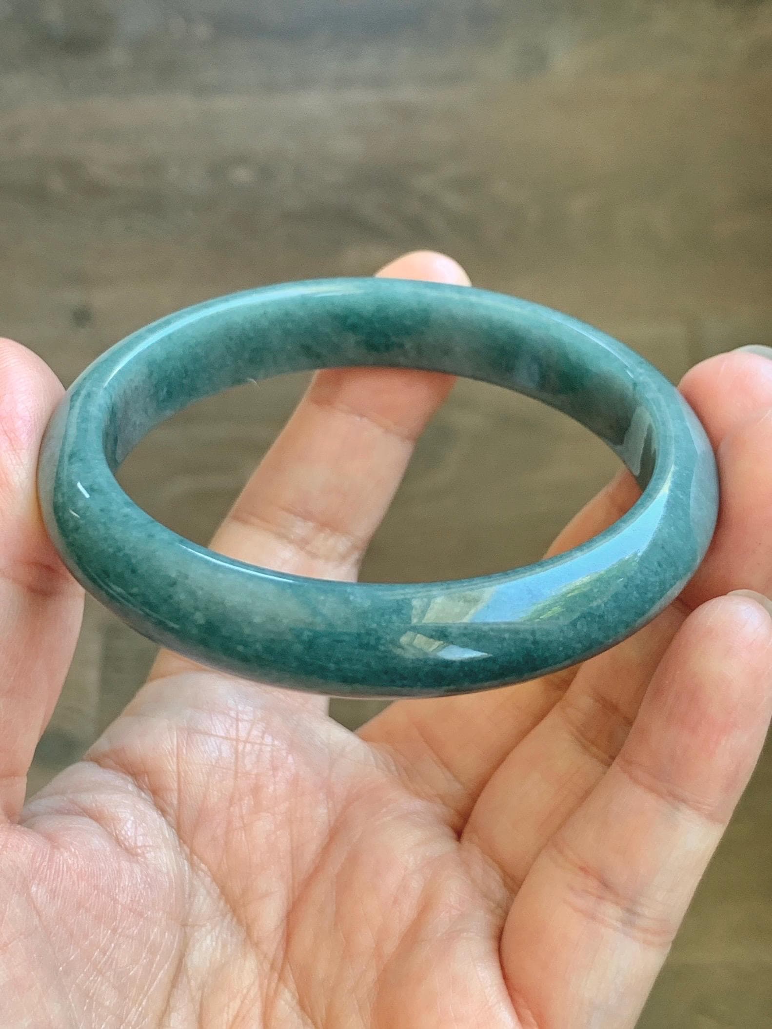 Certified Natural Grade A Guatemalan Icy Translucent Dusty Blue Jade Jadeite Wide Bangle Bracelet 58.35mm 7.21" 45.5g 天然危蓝糯种翡翠正圈手镯 1235