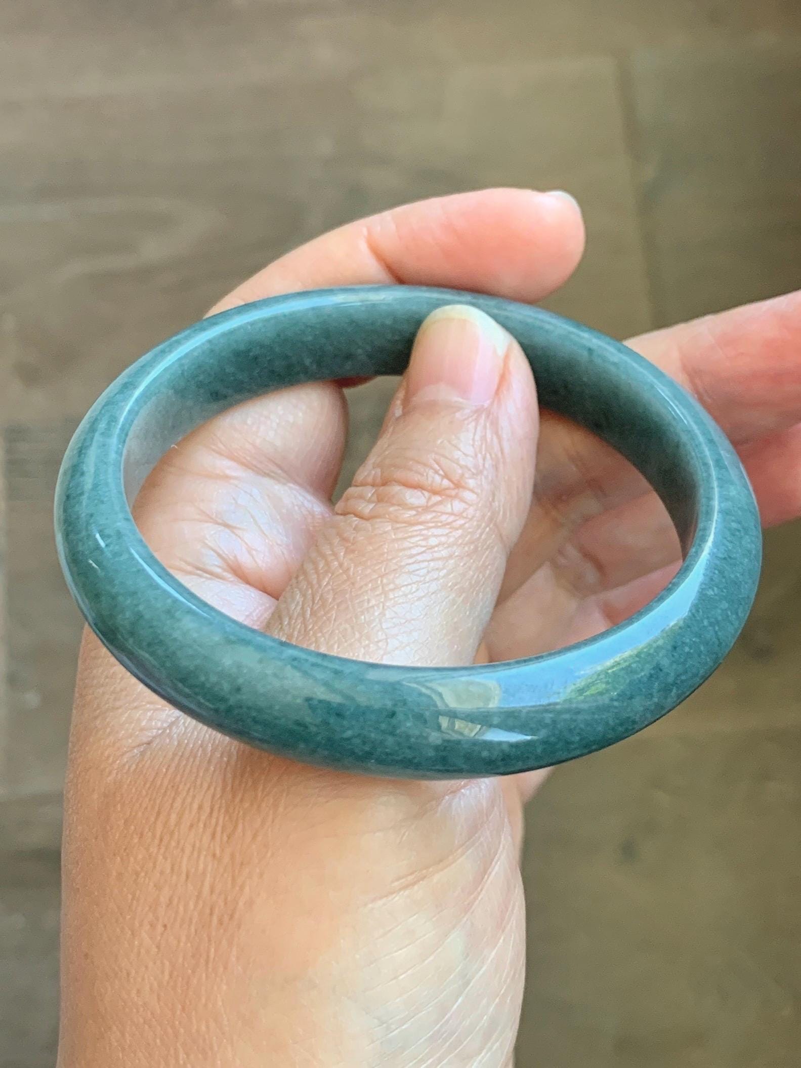 Certified Natural Grade A Guatemalan Icy Translucent Dusty Blue Jade Jadeite Wide Bangle Bracelet 58.35mm 7.21" 45.5g 天然危蓝糯种翡翠正圈手镯 1235