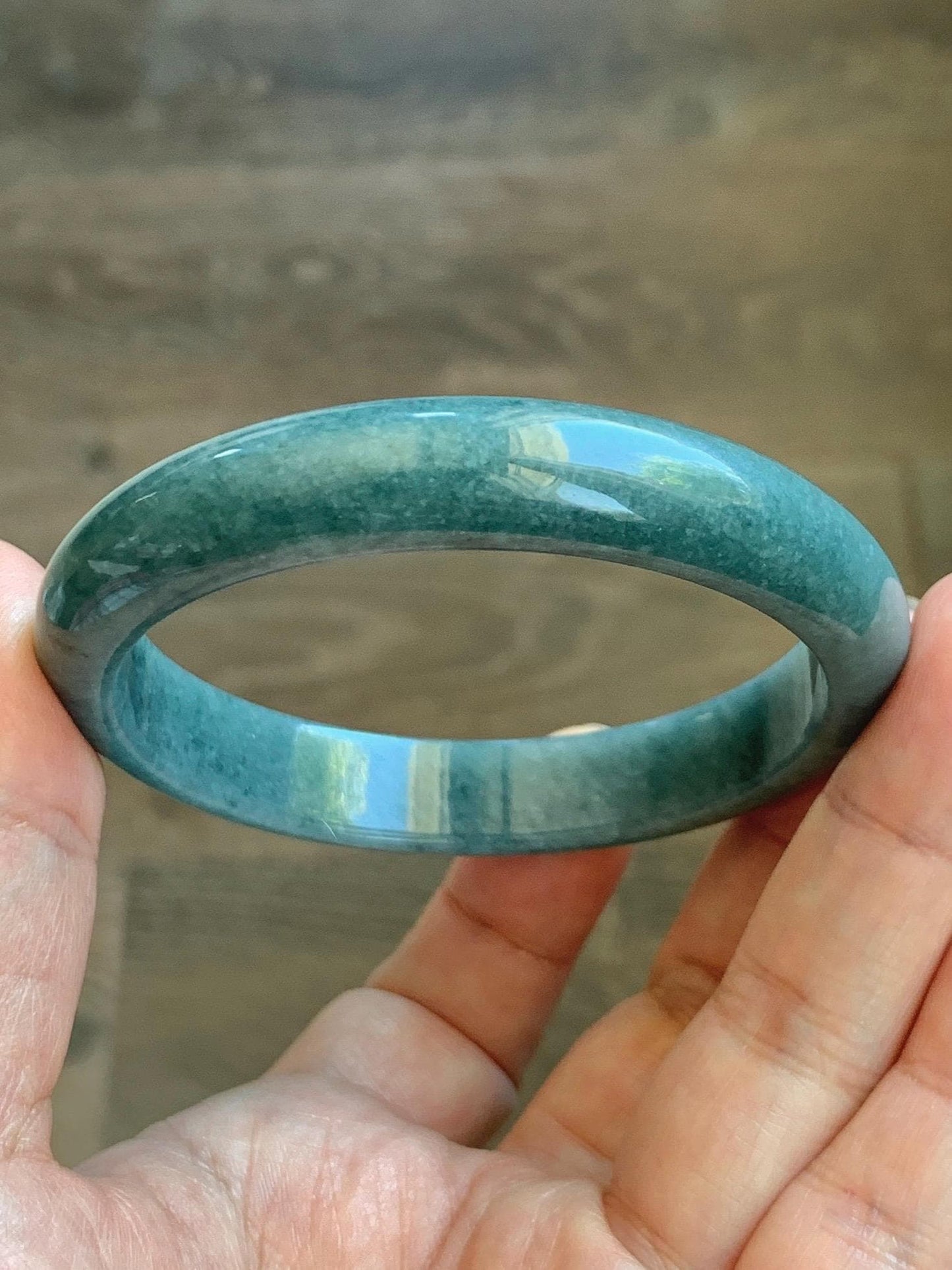Certified Natural Grade A Guatemalan Icy Translucent Dusty Blue Jade Jadeite Wide Bangle Bracelet 58.35mm 7.21" 45.5g 天然危蓝糯种翡翠正圈手镯 1235