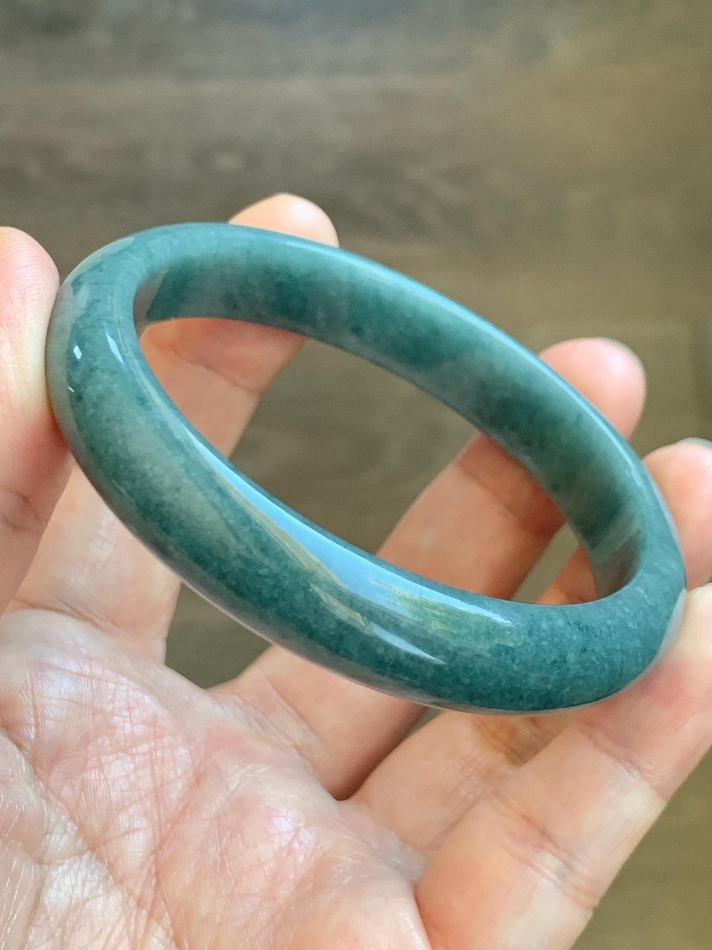 Certified Natural Grade A Guatemalan Icy Translucent Dusty Blue Jade Jadeite Wide Bangle Bracelet 58.35mm 7.21" 45.5g 天然危蓝糯种翡翠正圈手镯 1235