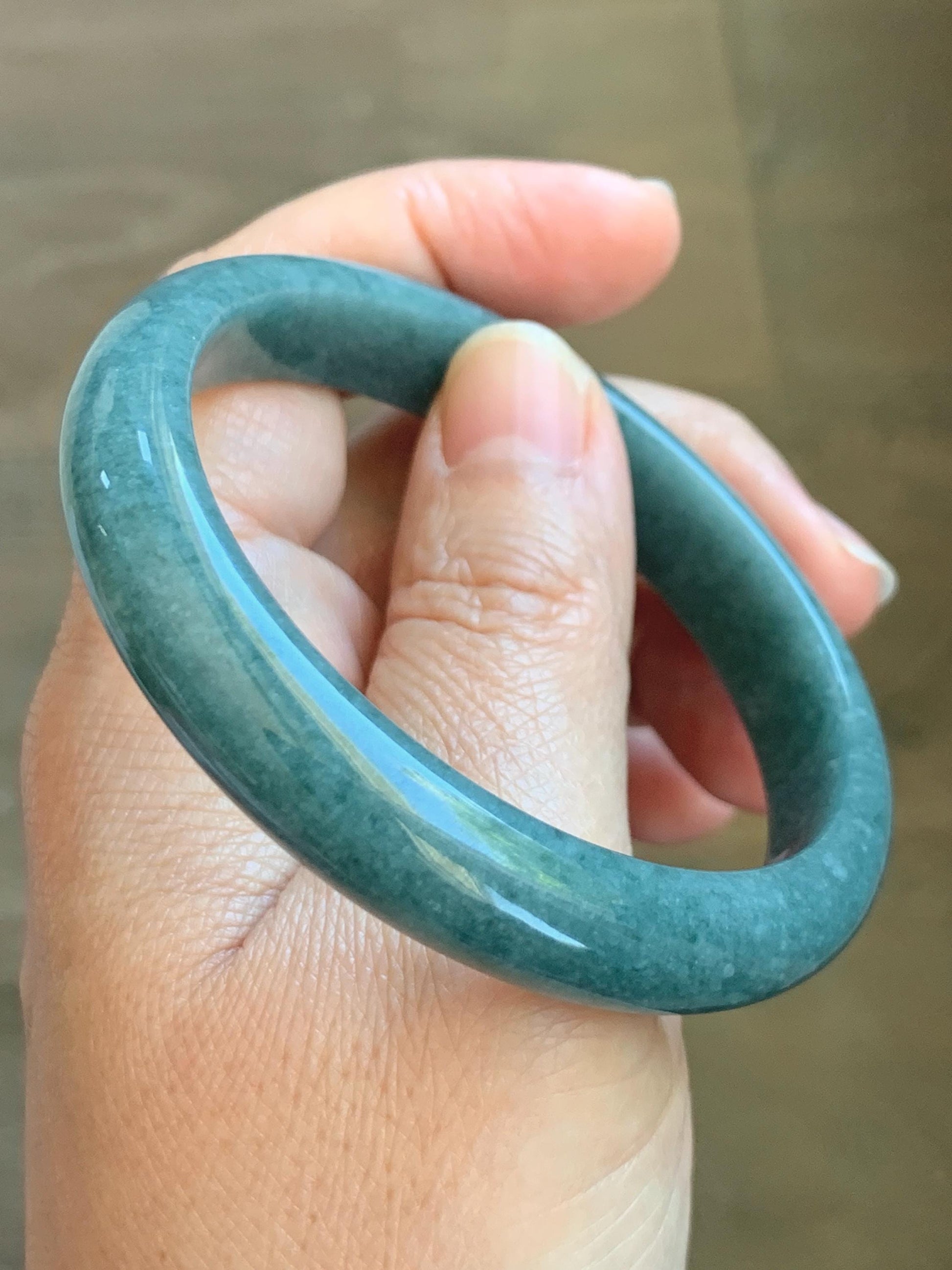 Certified Natural Grade A Guatemalan Icy Translucent Dusty Blue Jade Jadeite Wide Bangle Bracelet 58.35mm 7.21" 45.5g 天然危蓝糯种翡翠正圈手镯 1235