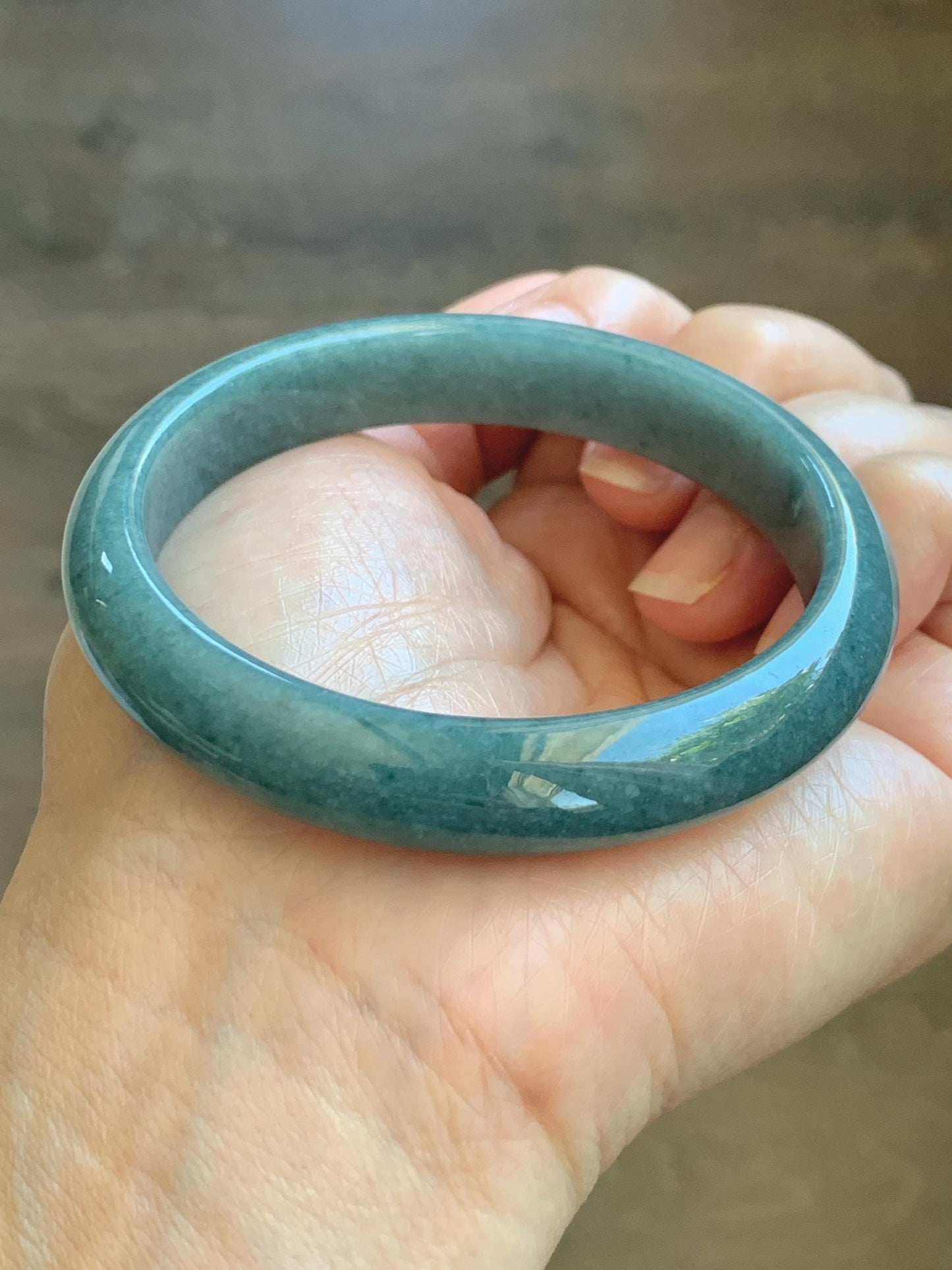 Certified Natural Grade A Guatemalan Icy Translucent Dusty Blue Jade Jadeite Wide Bangle Bracelet 58.35mm 7.21" 45.5g 天然危蓝糯种翡翠正圈手镯 1235