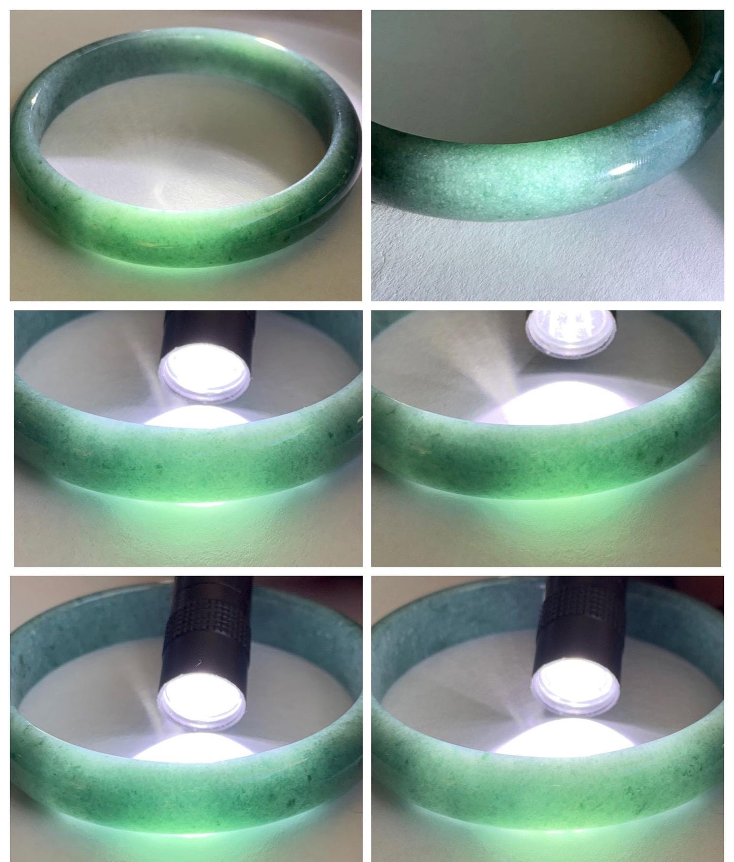 Certified Natural Grade A Guatemalan Icy Translucent Dusty Blue Jade Jadeite Wide Bangle Bracelet 60.75mm 7.51" 43.52g 天然危蓝糯种翡翠正圈手镯 1236