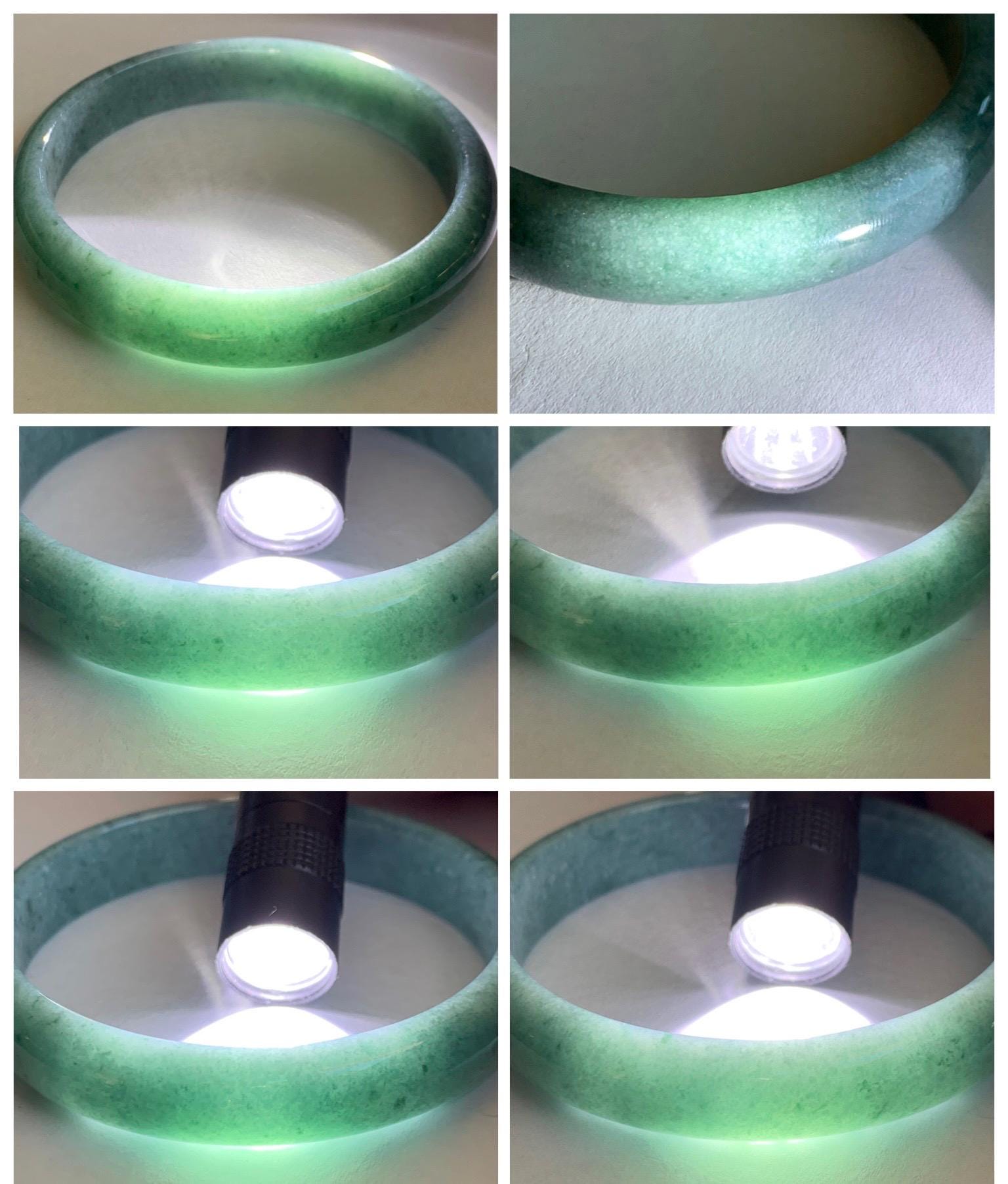 Certified Natural Grade A Guatemalan Icy Translucent Dusty Blue Jade Jadeite Wide Bangle Bracelet 60.75mm 7.51" 43.52g 天然危蓝糯种翡翠正圈手镯 1236