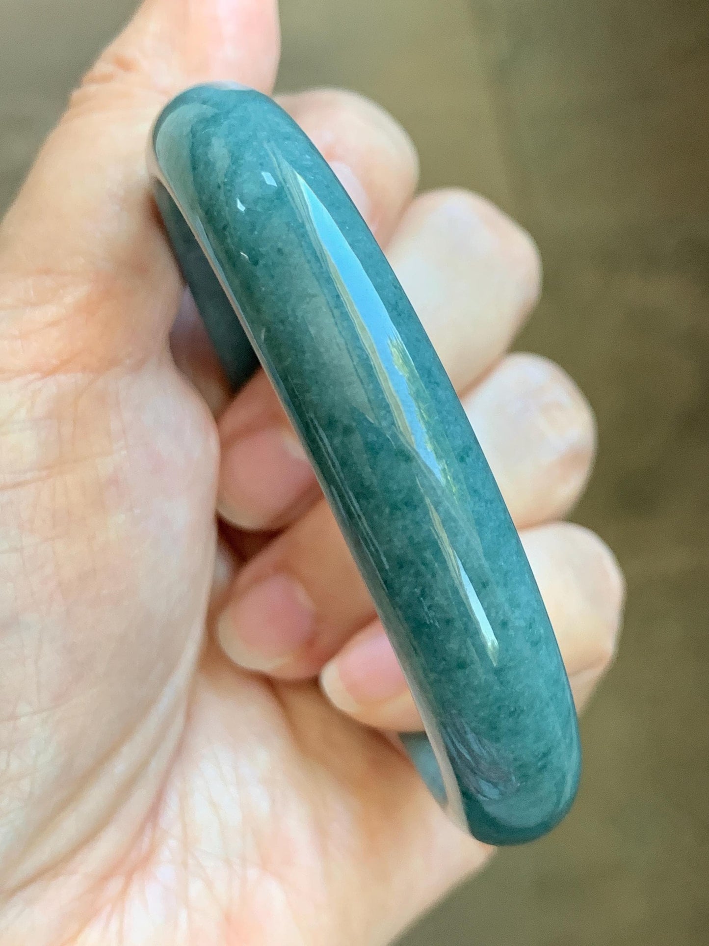 Certified Natural Grade A Guatemalan Icy Translucent Dusty Blue Jade Jadeite Wide Bangle Bracelet 60.75mm 7.51" 43.52g 天然危蓝糯种翡翠正圈手镯 1236