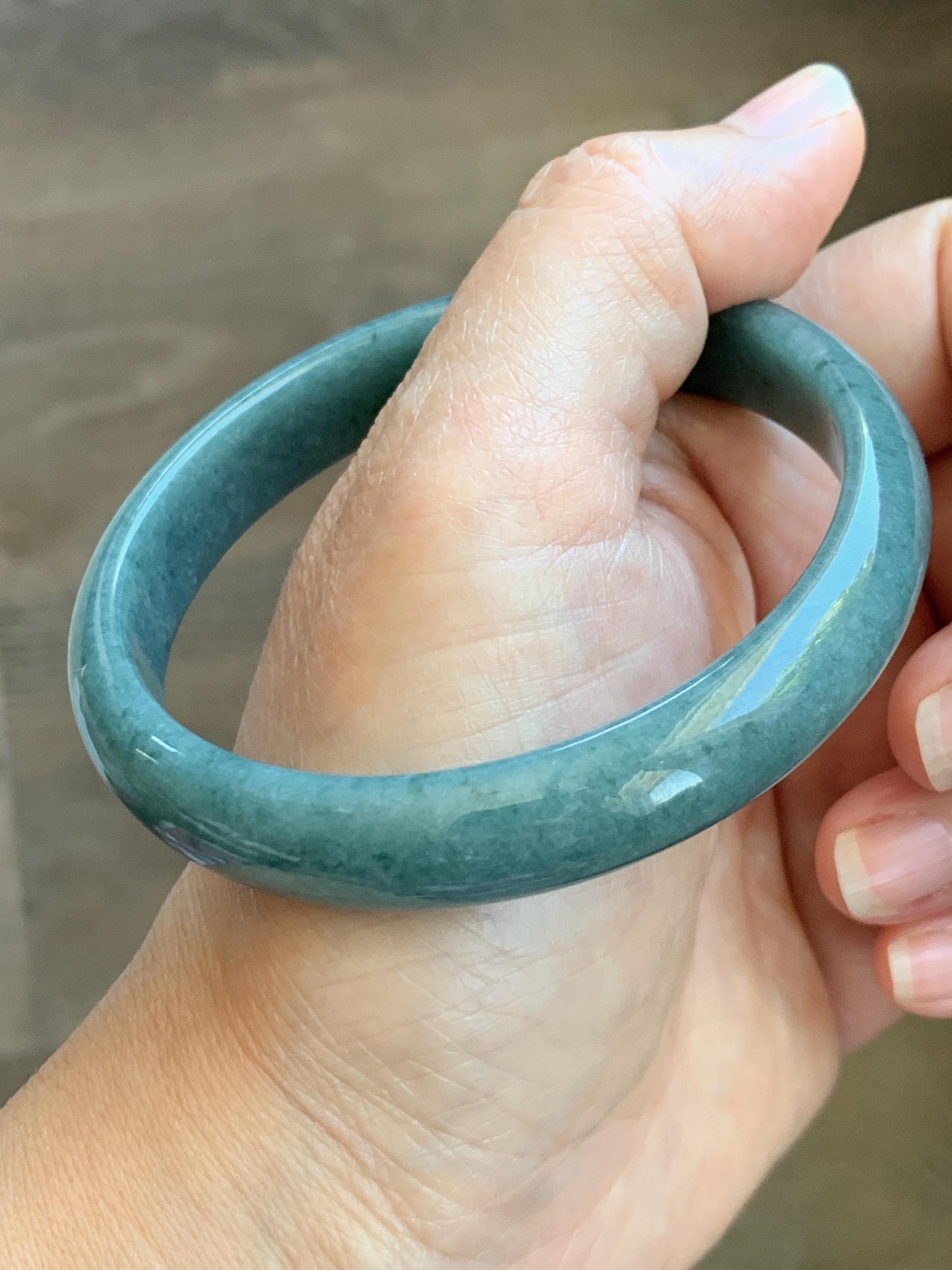 Certified Natural Grade A Guatemalan Icy Translucent Dusty Blue Jade Jadeite Wide Bangle Bracelet 60.75mm 7.51" 43.52g 天然危蓝糯种翡翠正圈手镯 1236