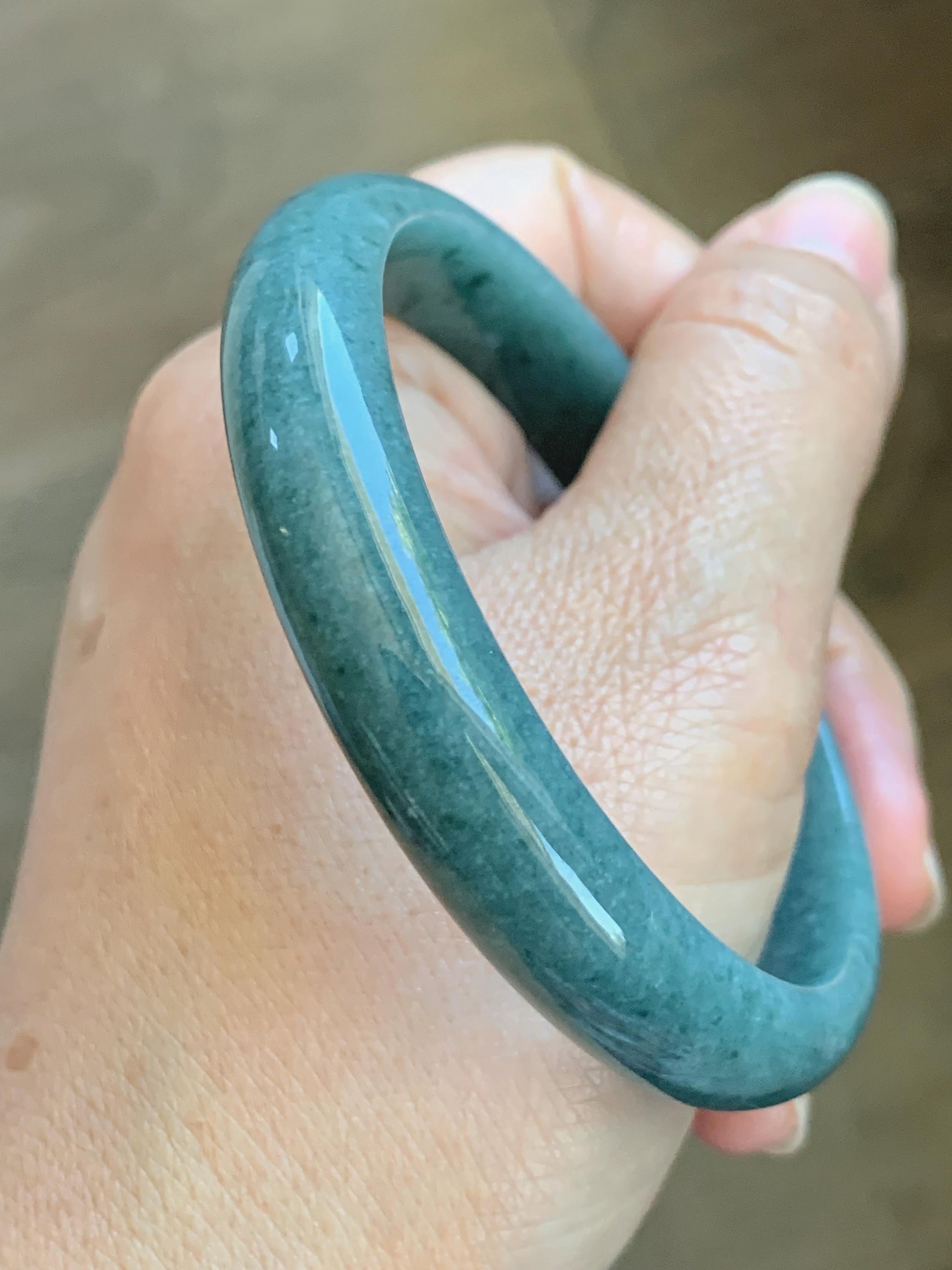 Certified Natural Grade A Guatemalan Icy Translucent Dusty Blue Jade Jadeite Wide Bangle Bracelet 60.75mm 7.51" 43.52g 天然危蓝糯种翡翠正圈手镯 1236